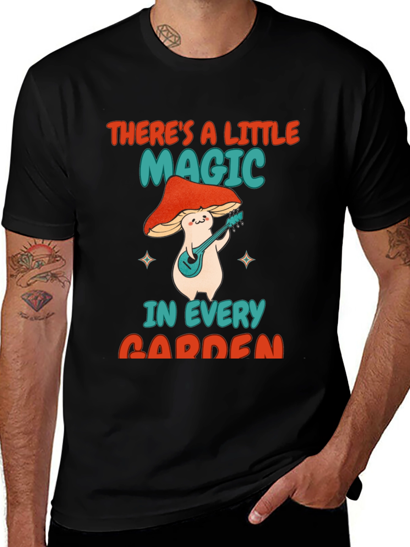 Variant 24 of Magical Mushroom Garden T-Shirt - Retro Style