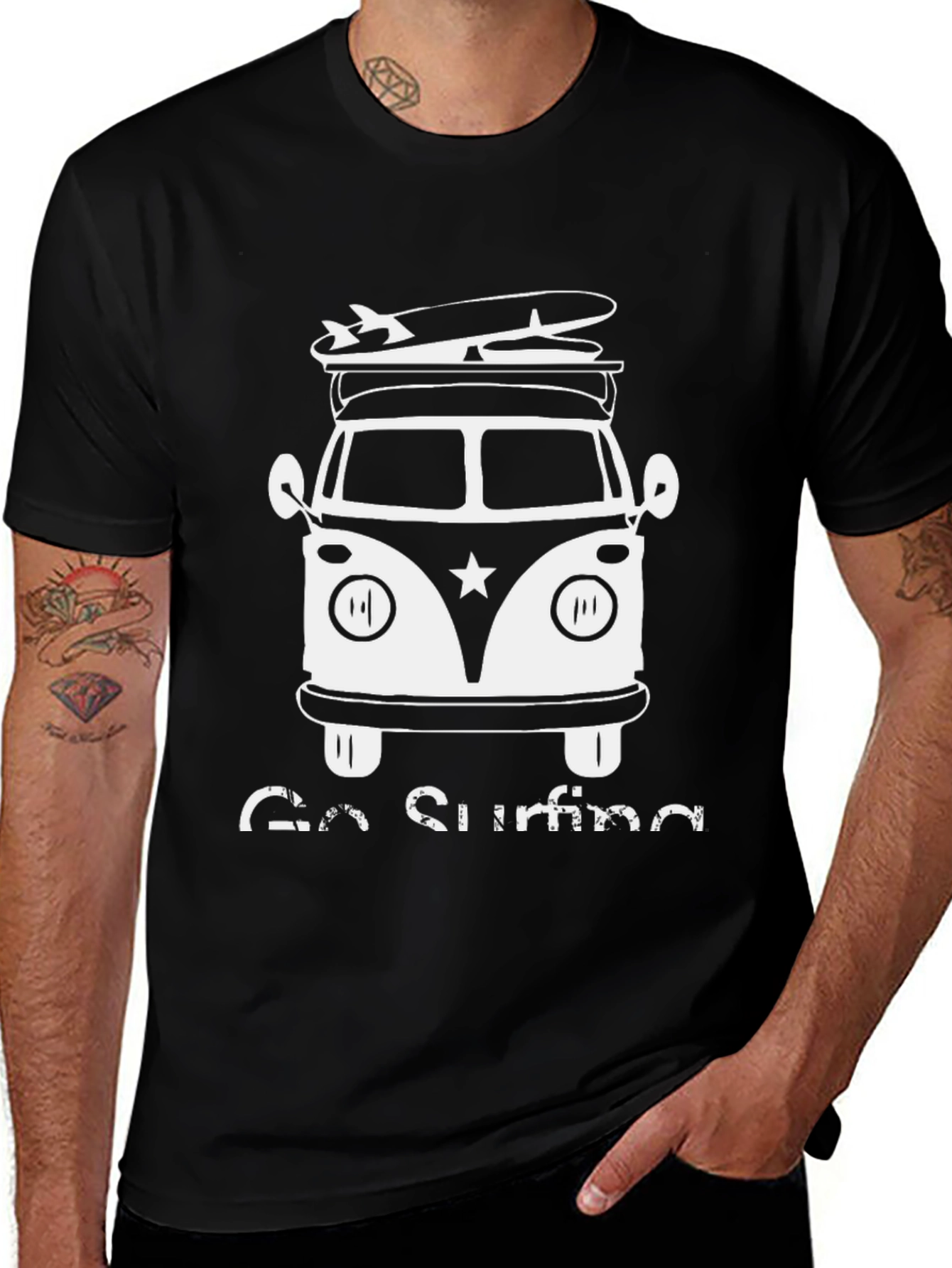 Surf Van T-Shirt - Black Cotton Tee