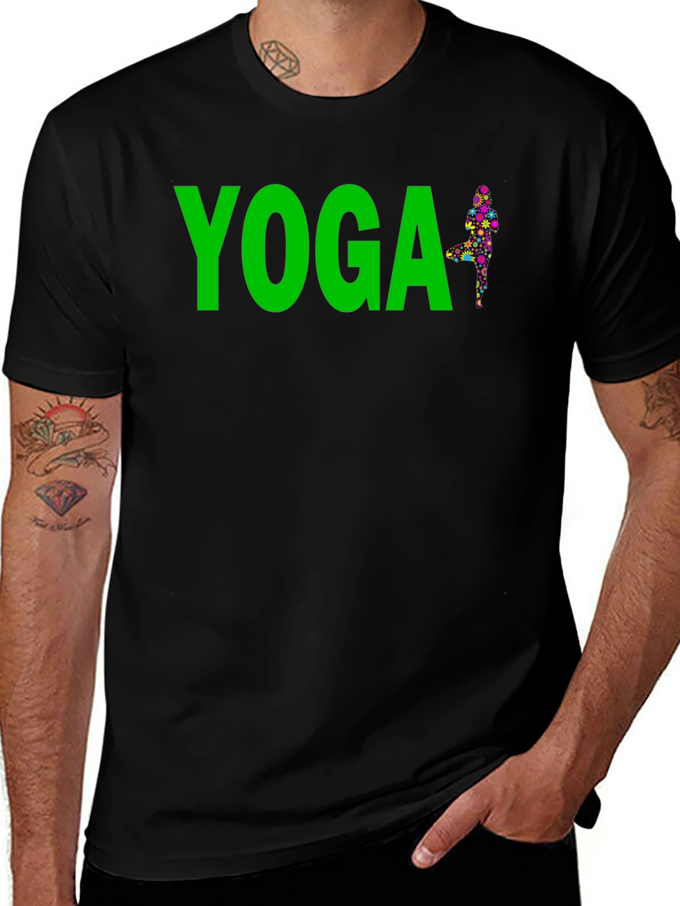 Variant 21 of Yoga Pose Black Graphic Tee