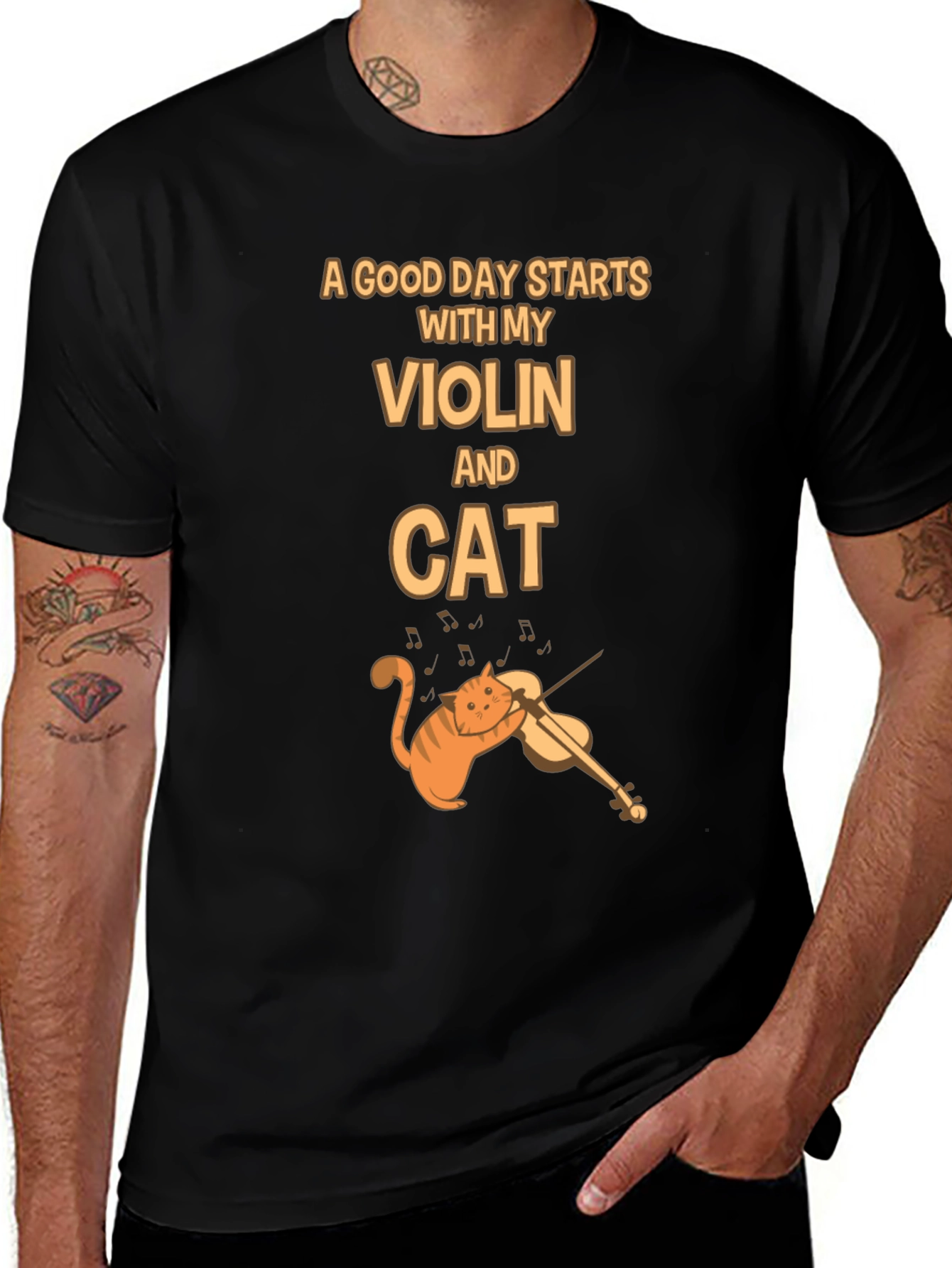 Variant 2 of Violin Cat T-Shirt - Music Lover Tee