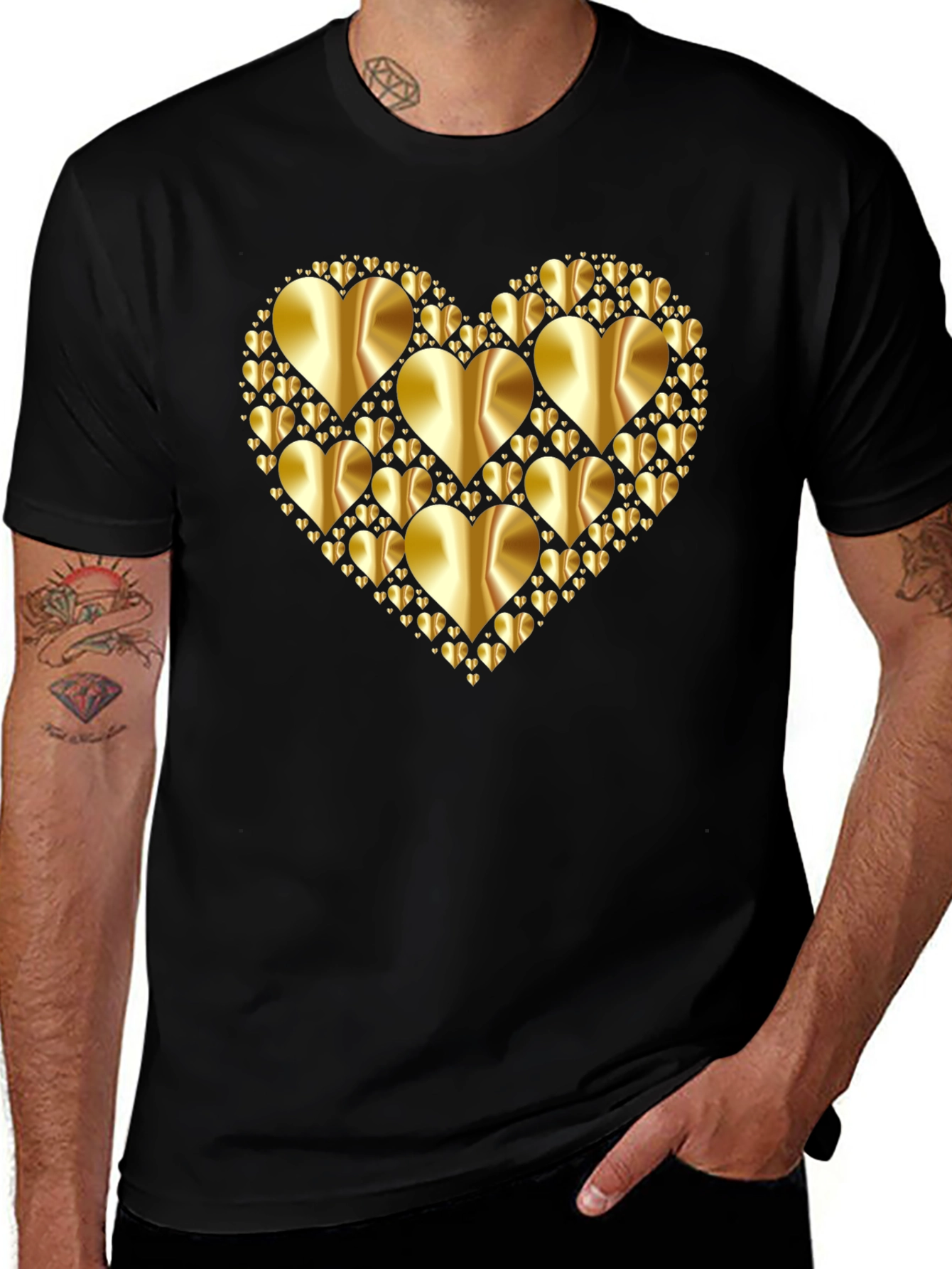 Variant 25 of Heart of Gold Graphic Tee - Men's Black T-Shirt