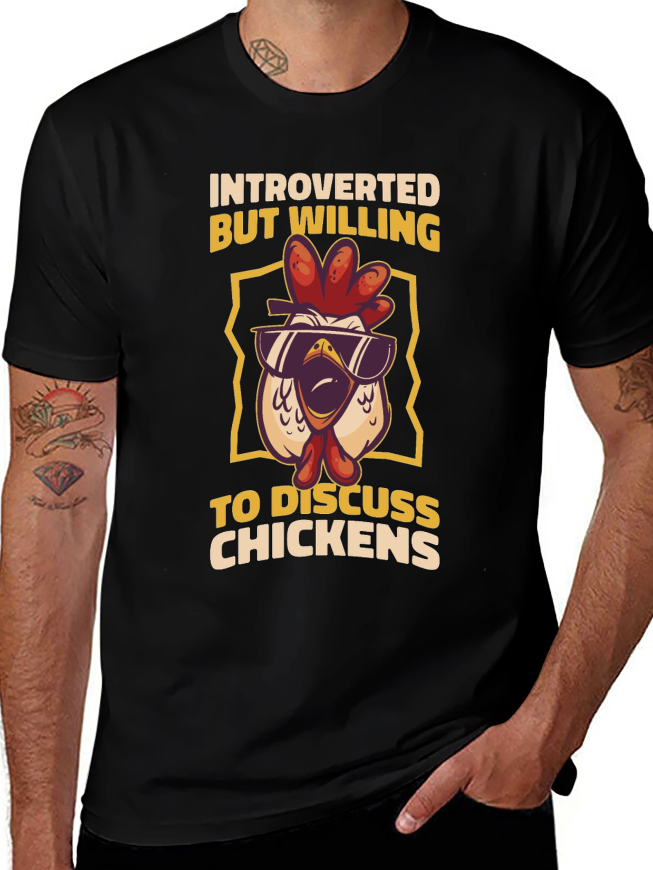 Variant 11 of Introverted Chicken Graphic Tee - Discuss Chickens!