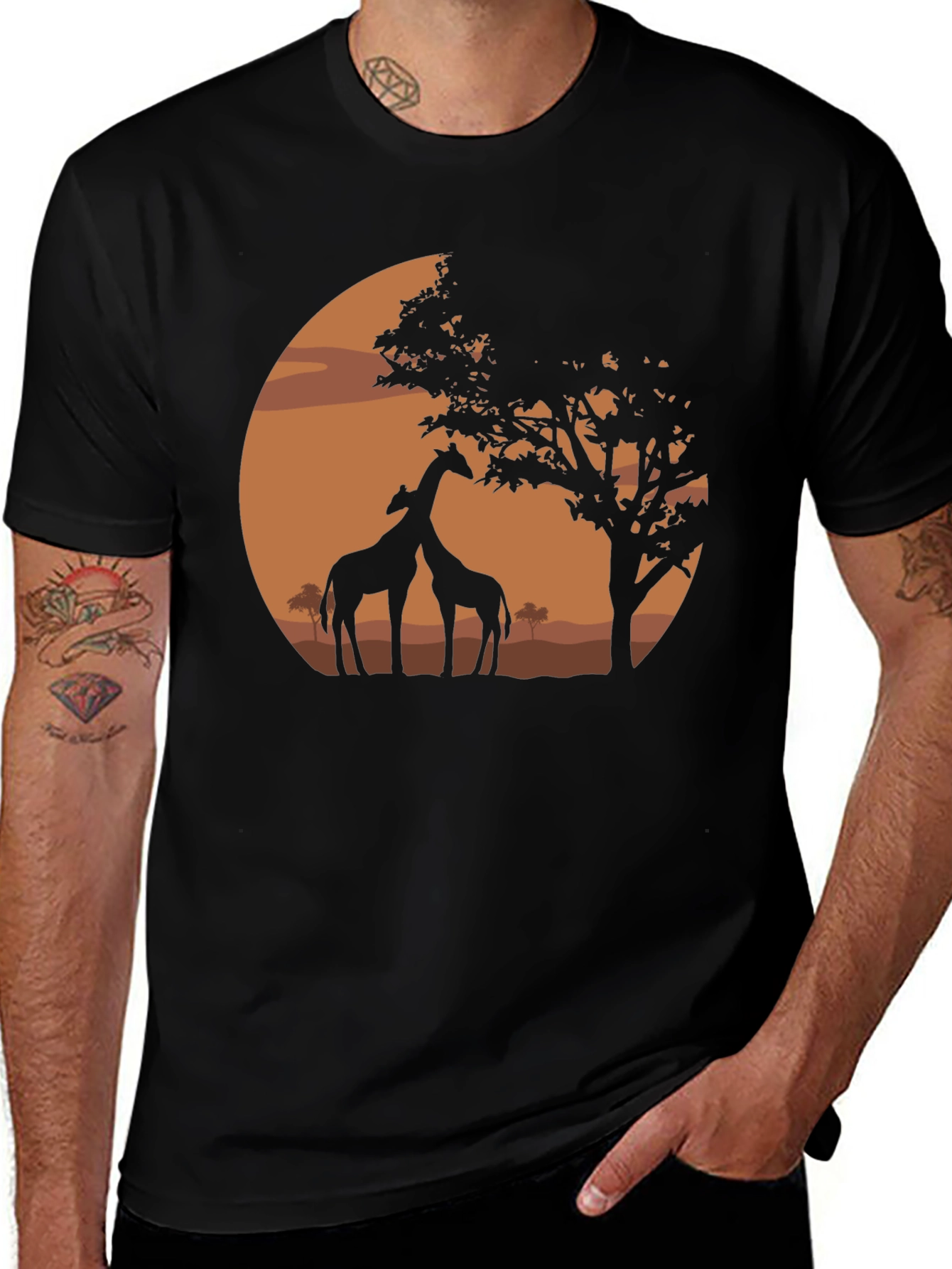 Variant 6 of Giraffe Silhouette Graphic T-Shirt
