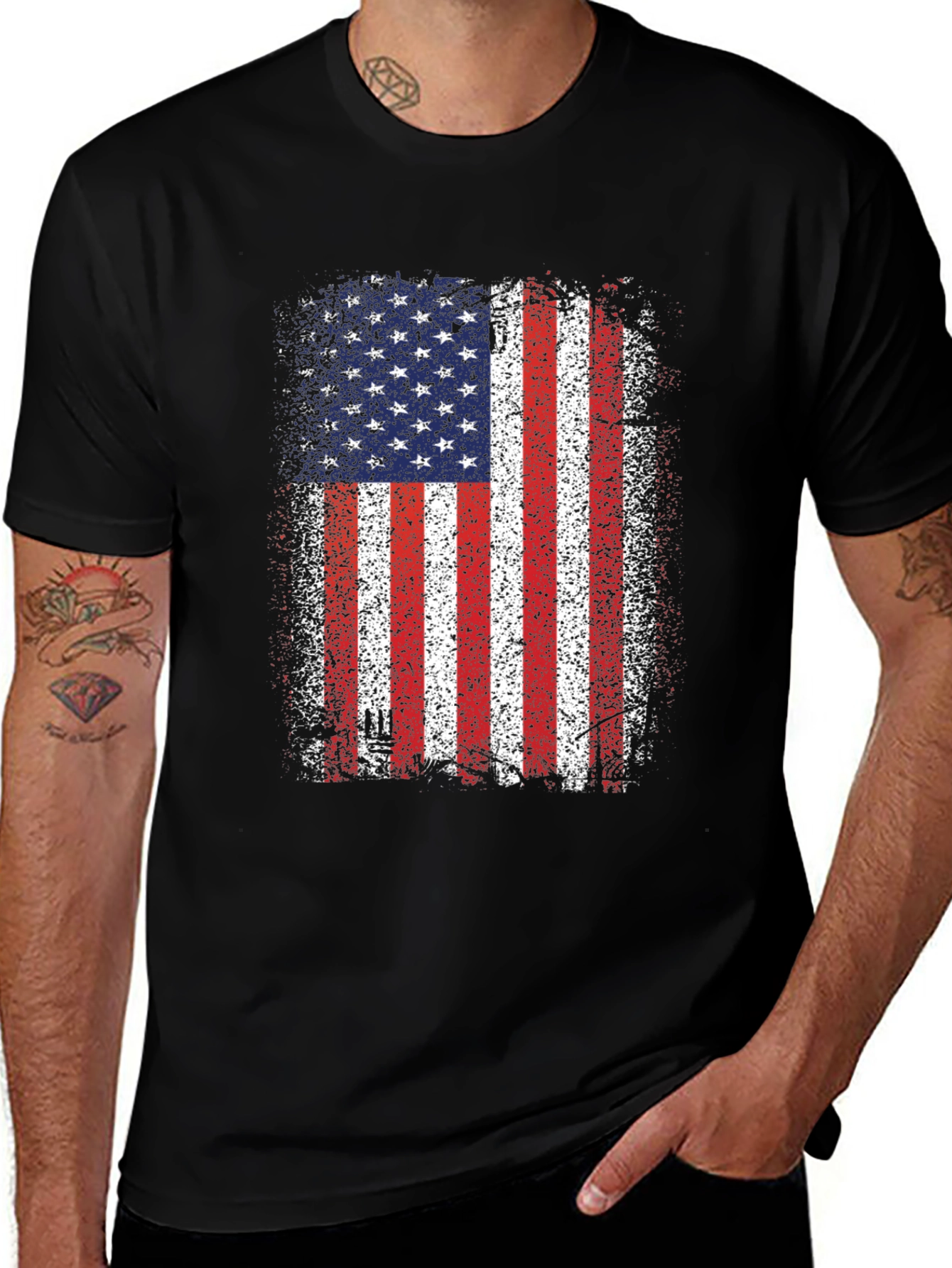American Flag Distressed Graphic T-Shirt
