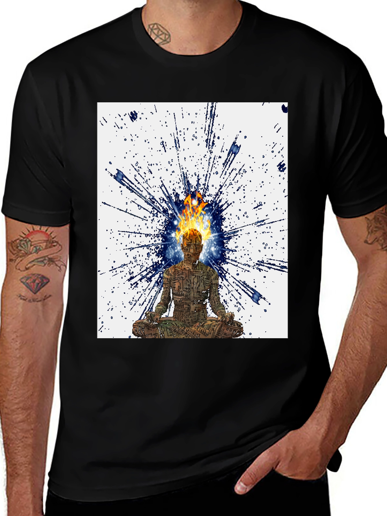 Variant 11 of Enlightened Mind T-Shirt - Fire Meditation Design
