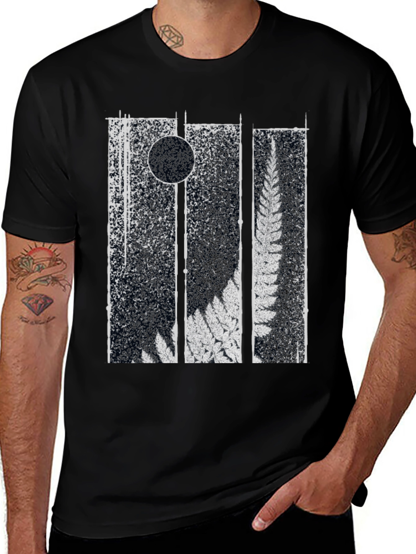 Variant 12 of Abstract Fern Graphic Tee - Black