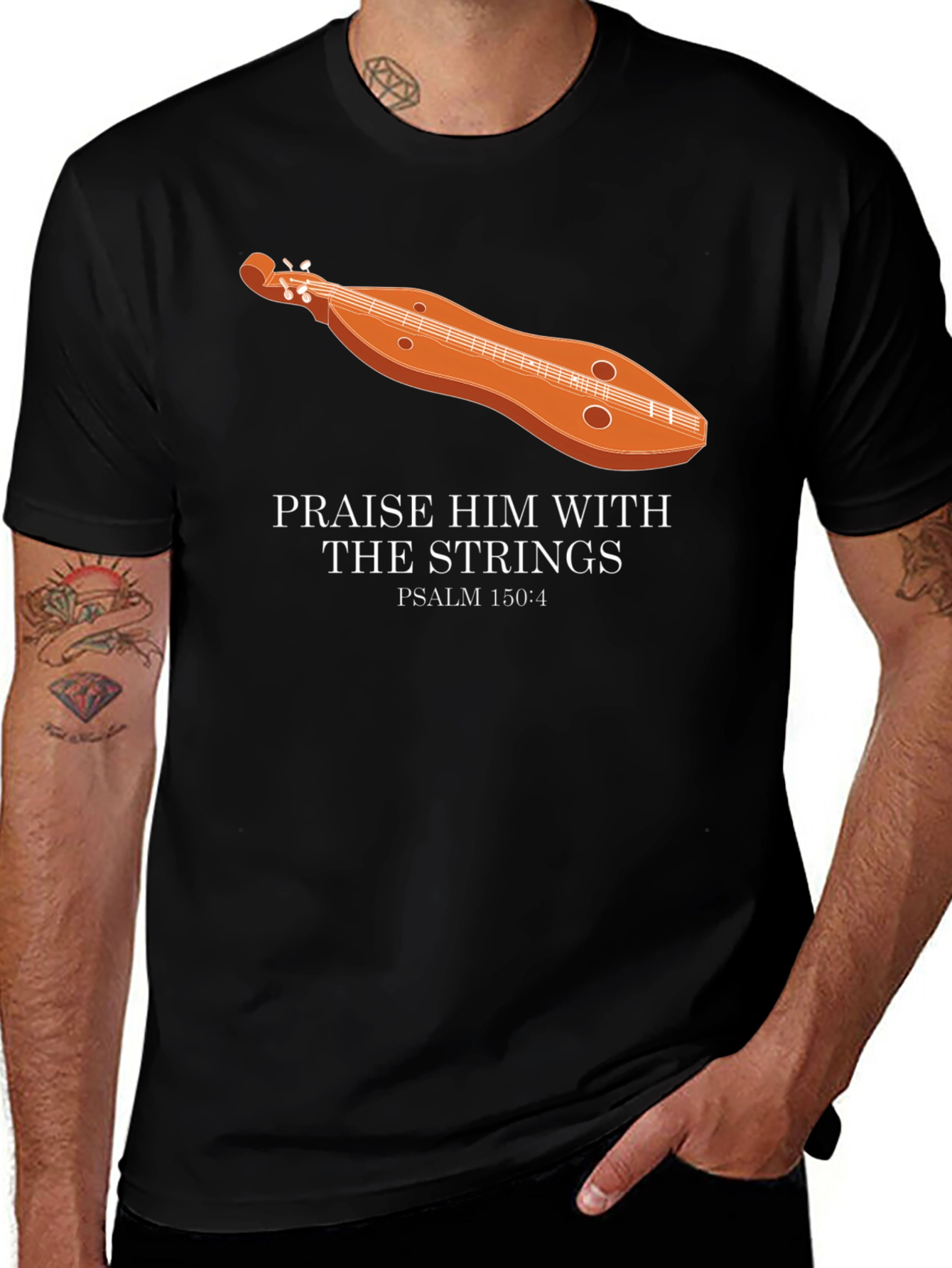 Praise Him Dulcimer Psalm 150:4 T-Shirt