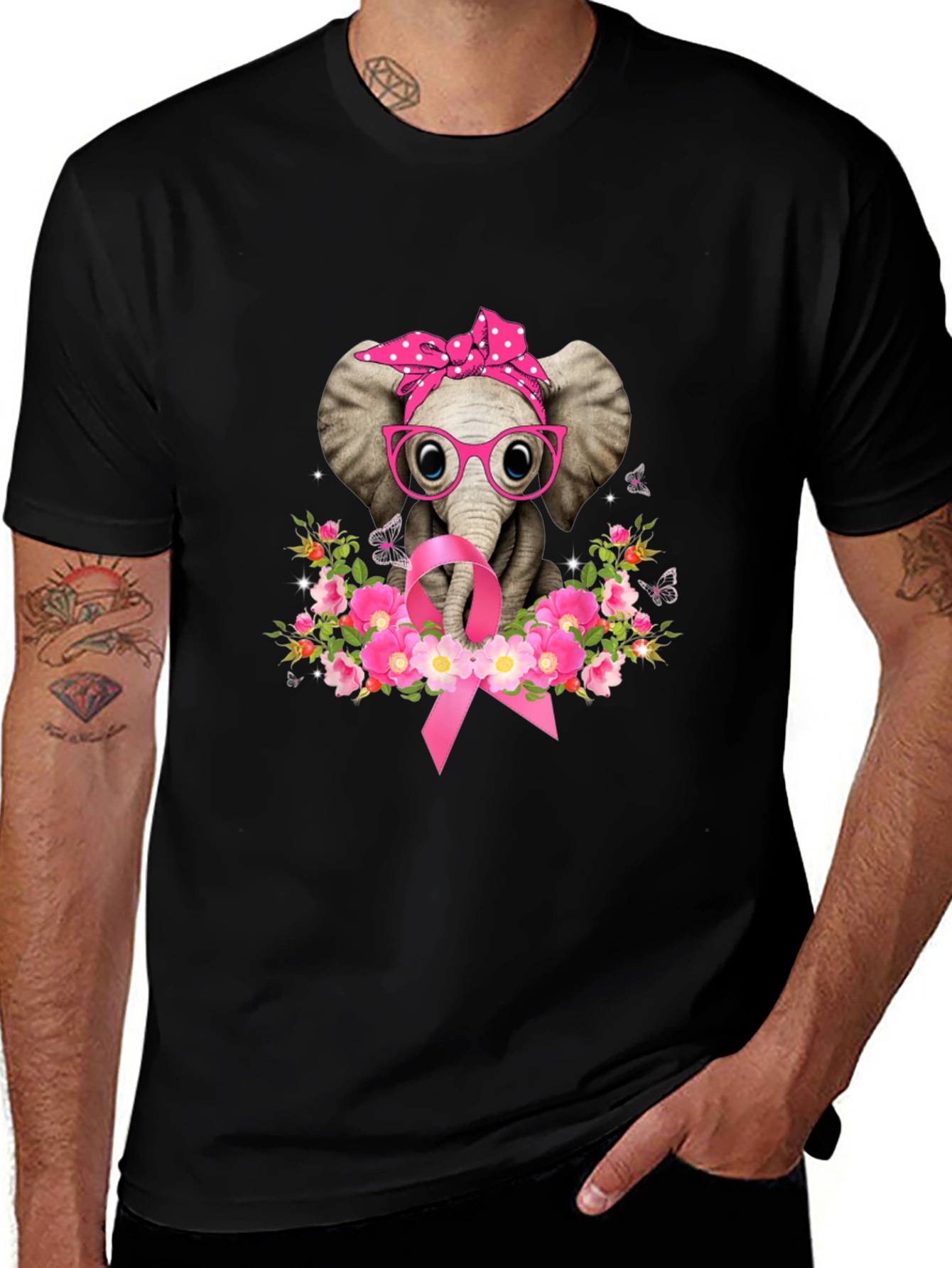 Variant 3 of Elephant Breast Cancer Awareness T-Shirt