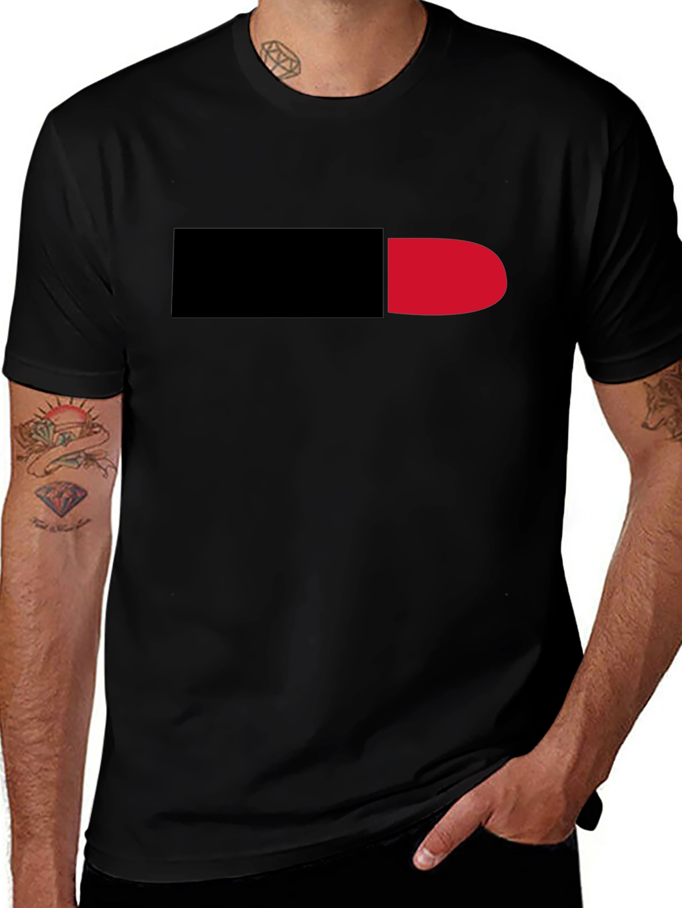 Variant 23 of Black Tee with Red & Black Pill Graphic