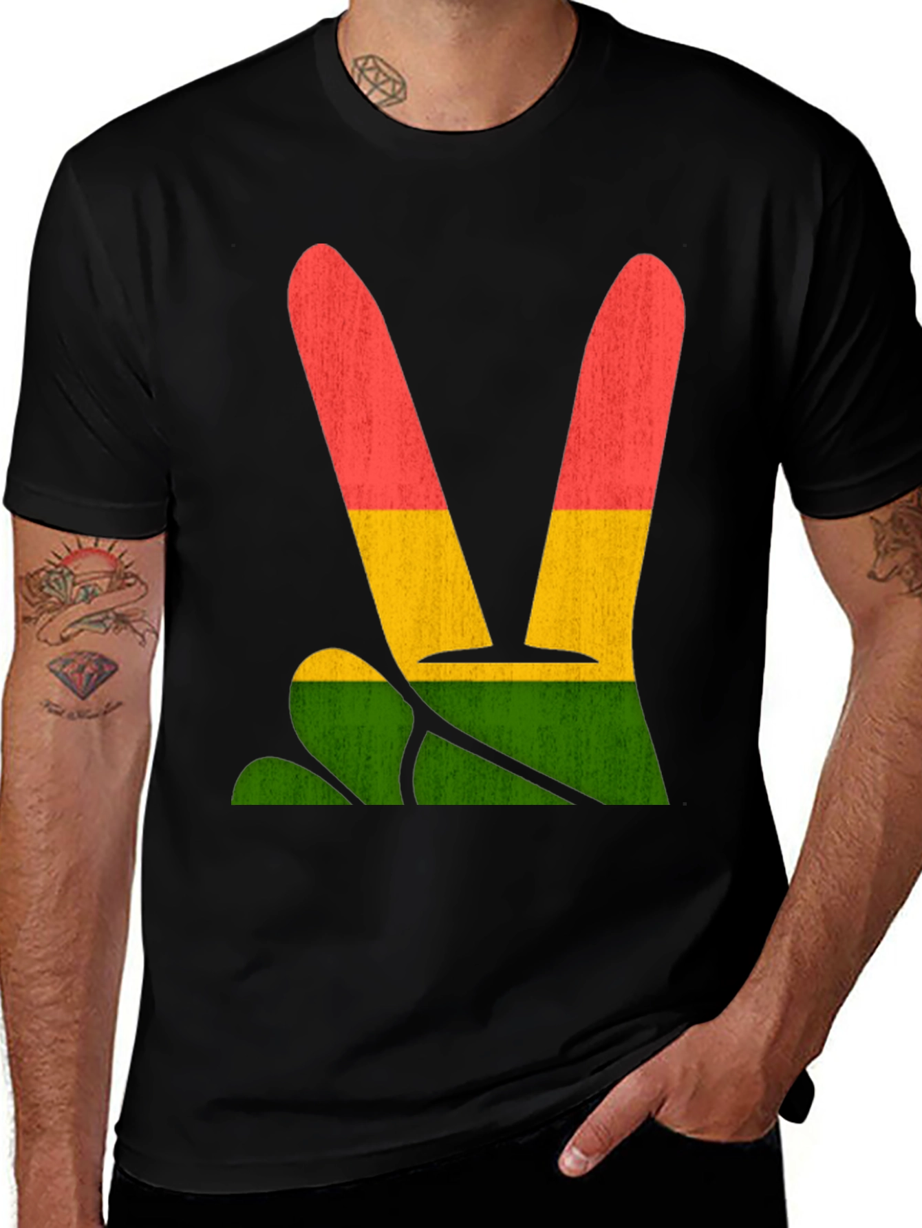 Variant 26 of Rasta Peace Sign Graphic Tee - Reggae Style