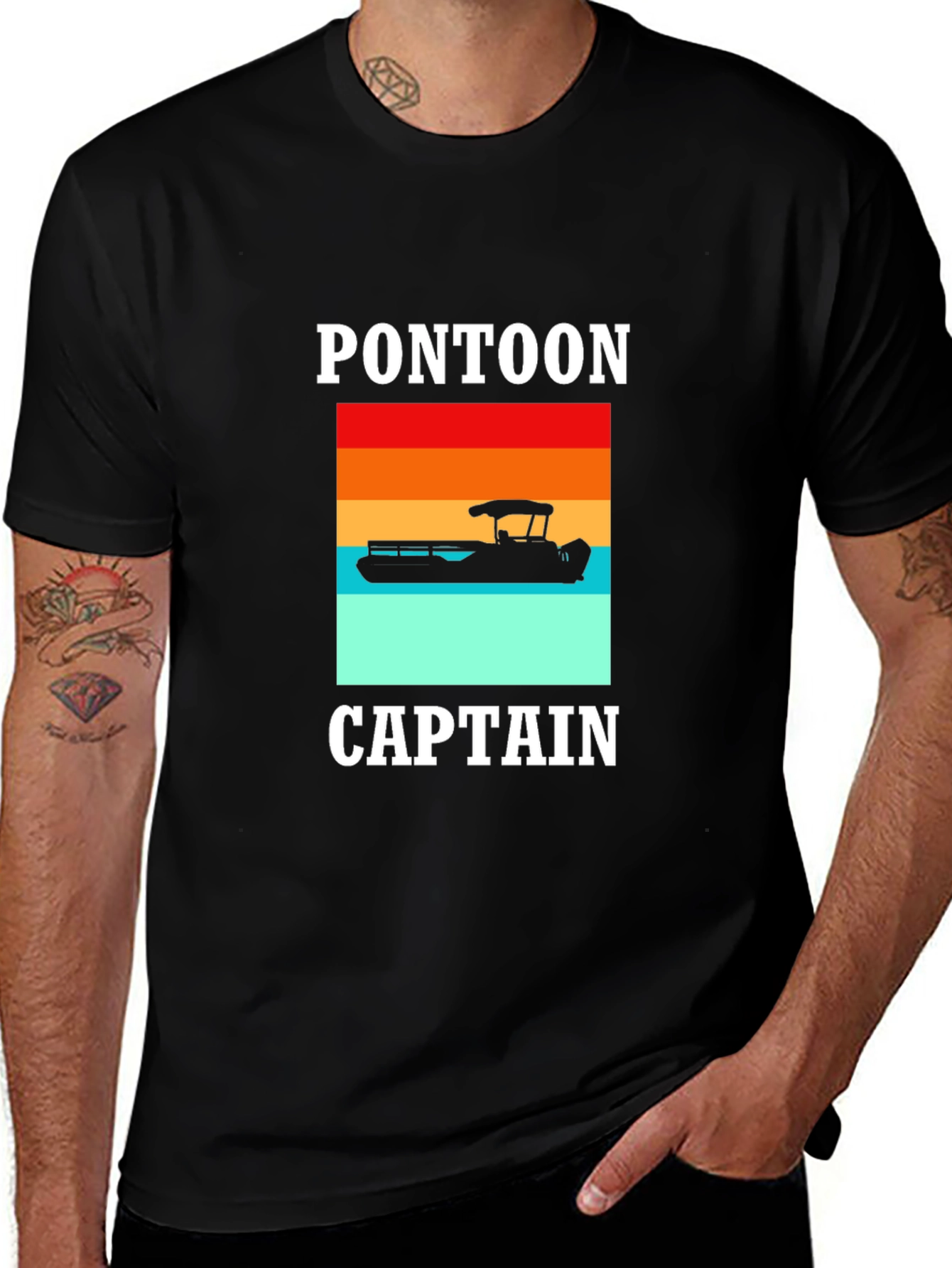 Variant 7 of Pontoon Captain Graphic Tee - Boating Fun!