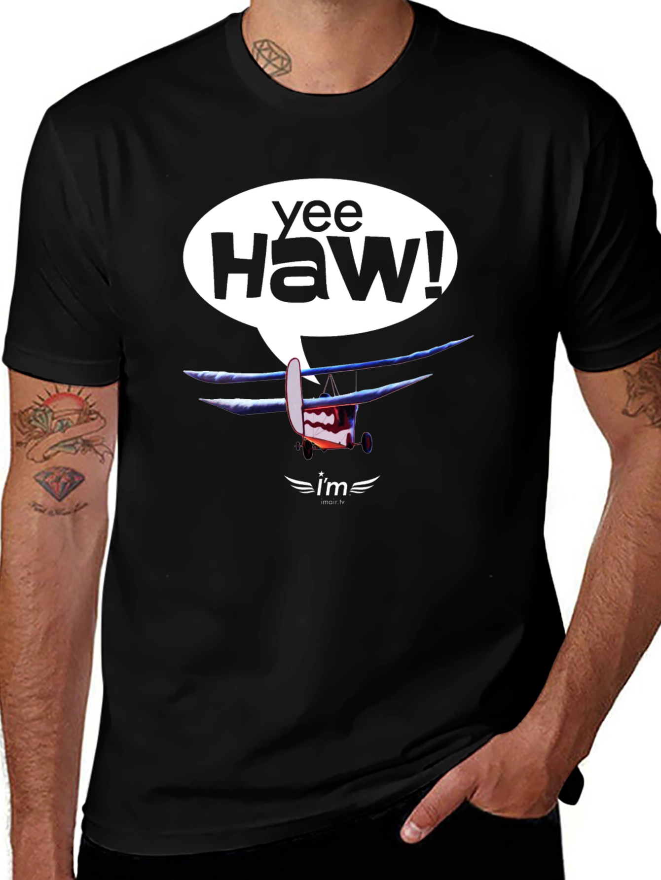 Variant 23 of Yee Haw! Cartoon Airplane Graphic Tee