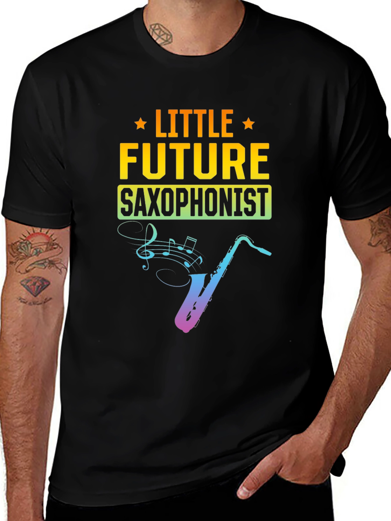Little Future Saxophonist Black T-Shirt