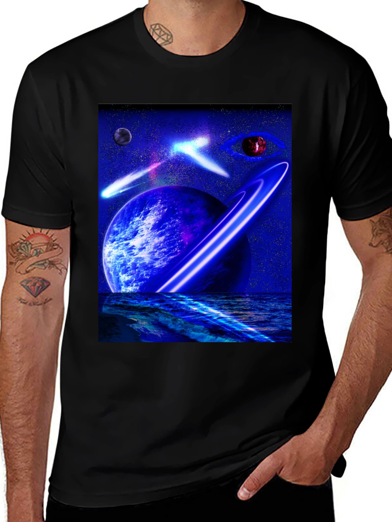 Variant 10 of Cosmic Planet T-Shirt - Sci-Fi Graphic Tee