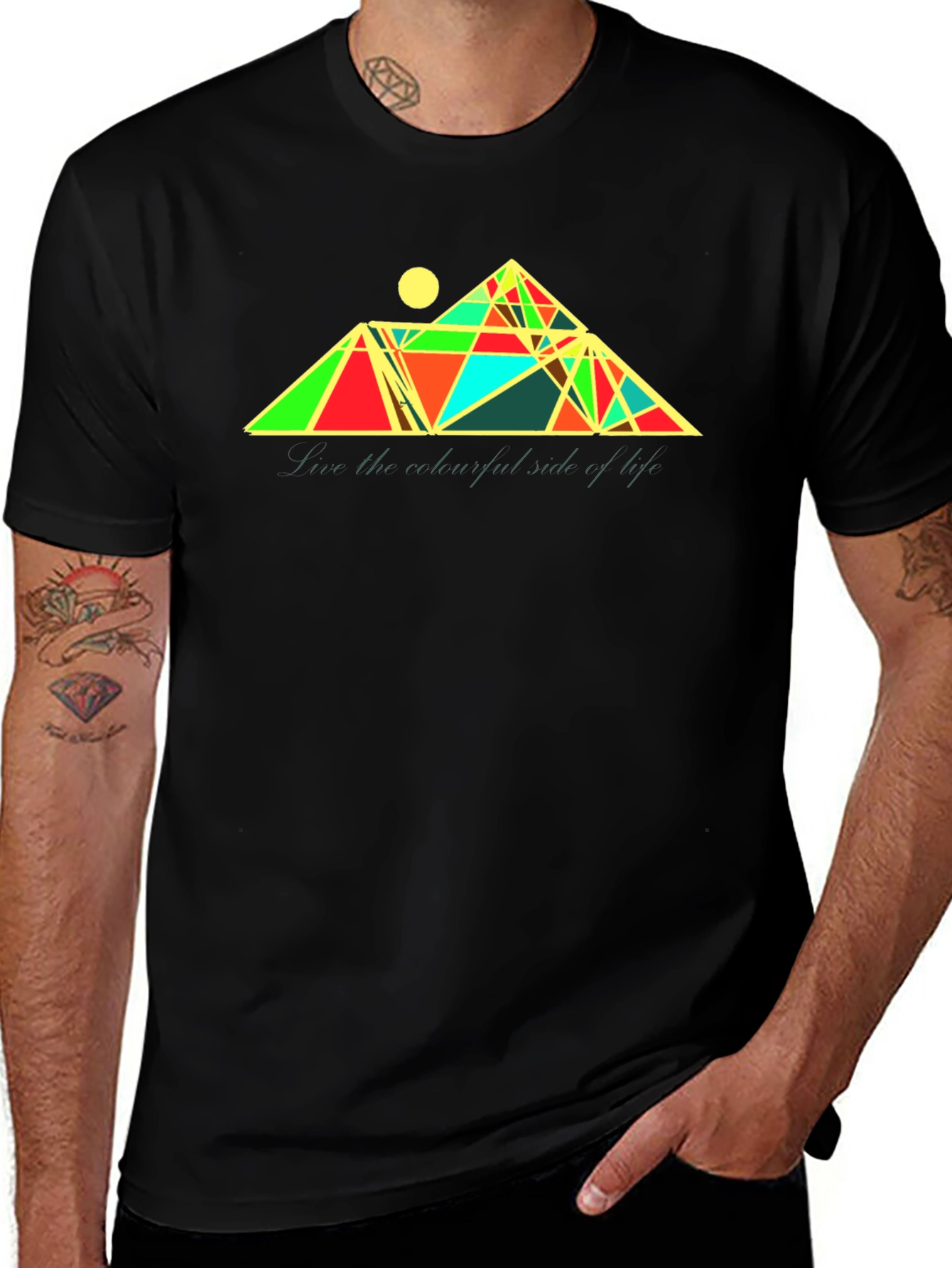 Variant 27 of Geometric Mountain Graphic Tee - Colorful Statement Shirt
