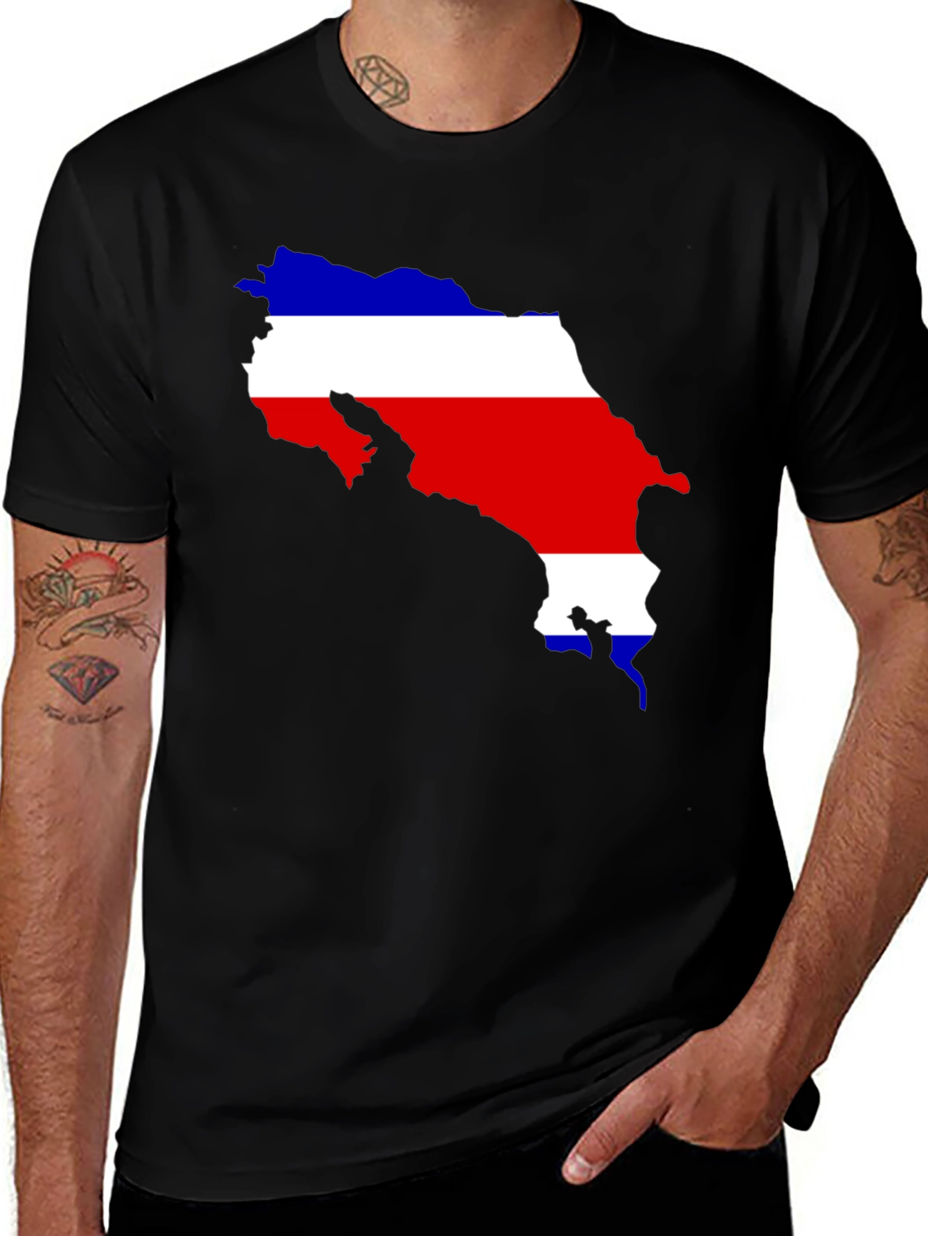 Variant 17 of Costa Rica Flag Map T-Shirt - Black