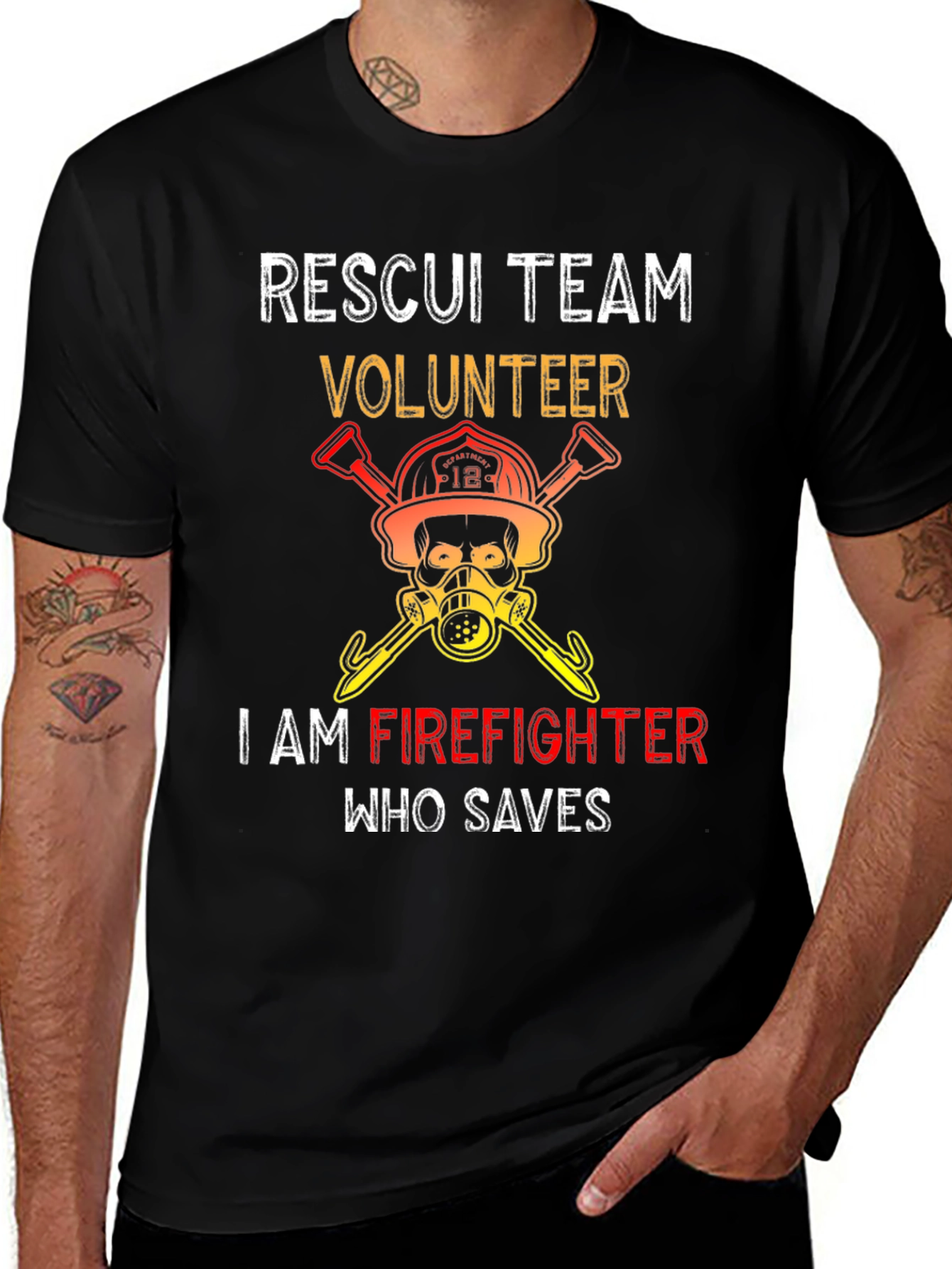 Variant 28 of Rescue Team Volunteer Firefighter Graphic Tee
