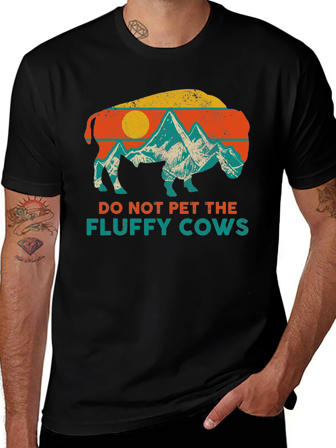 Variant 9 of Do Not Pet the Fluffy Cows Retro Graphic T-Shirt