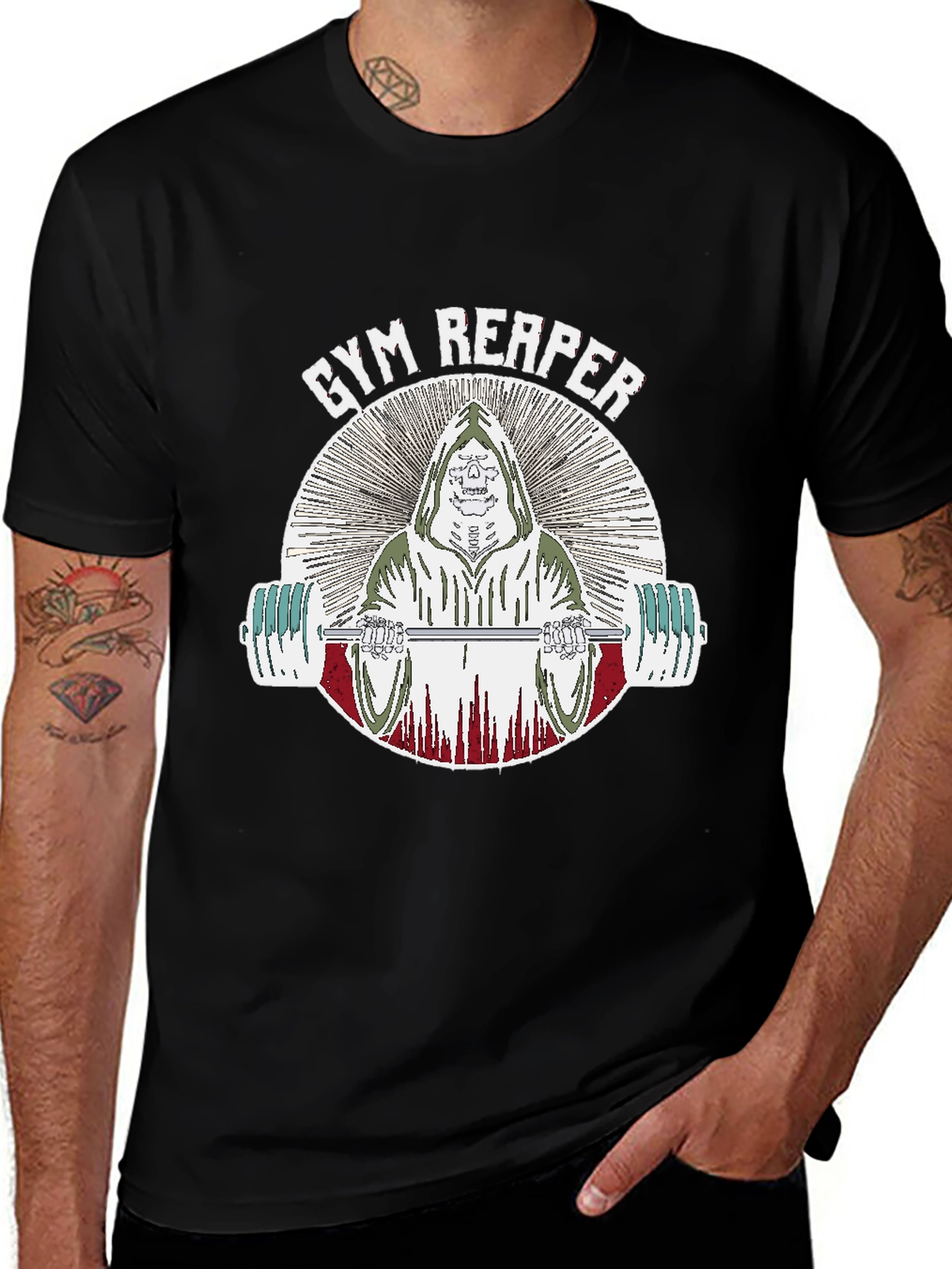 Variant 3 of Gym Reaper Black Graphic T-Shirt