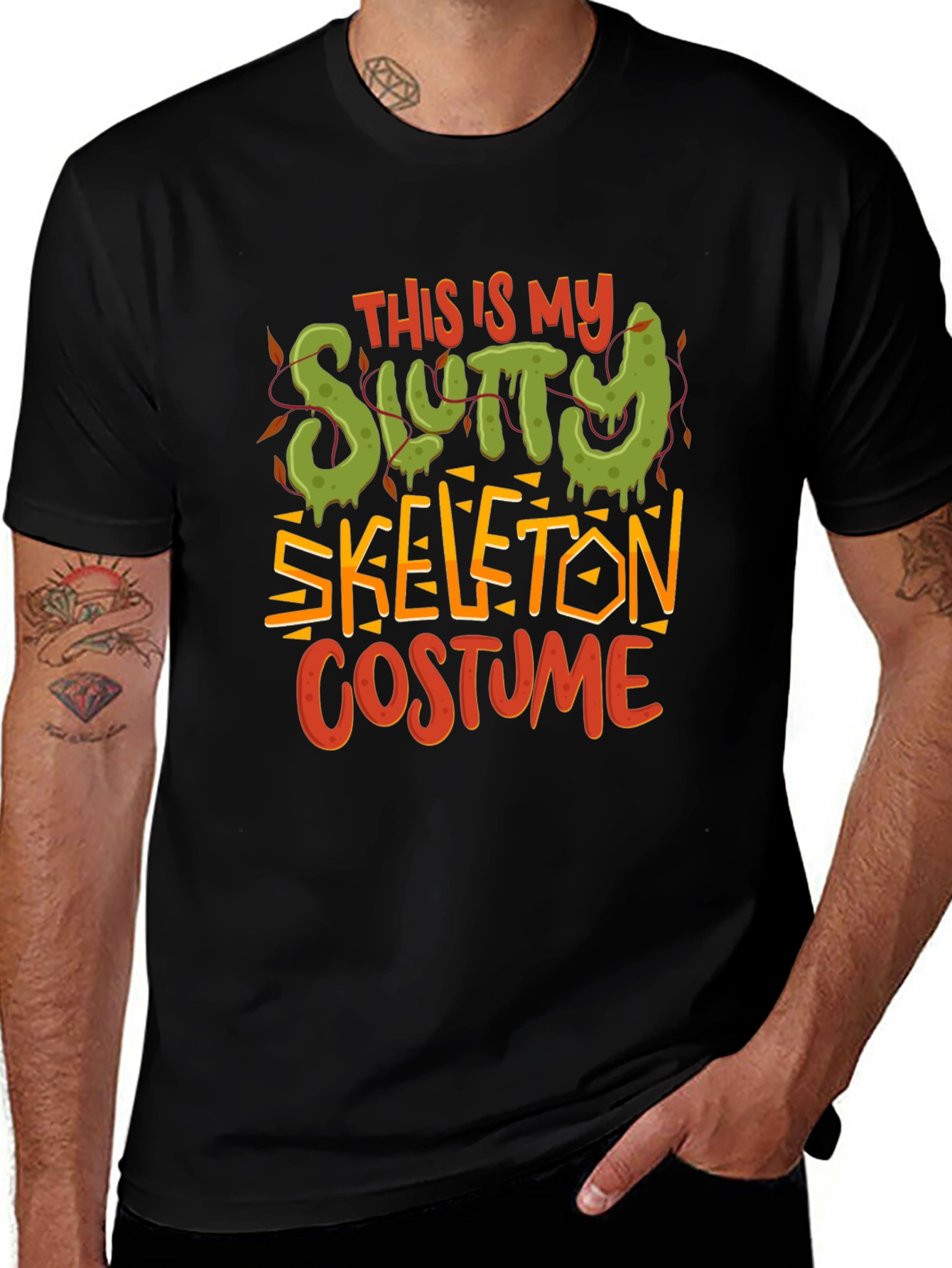 Black Slutty Skeleton Costume Graphic T-Shirt main image