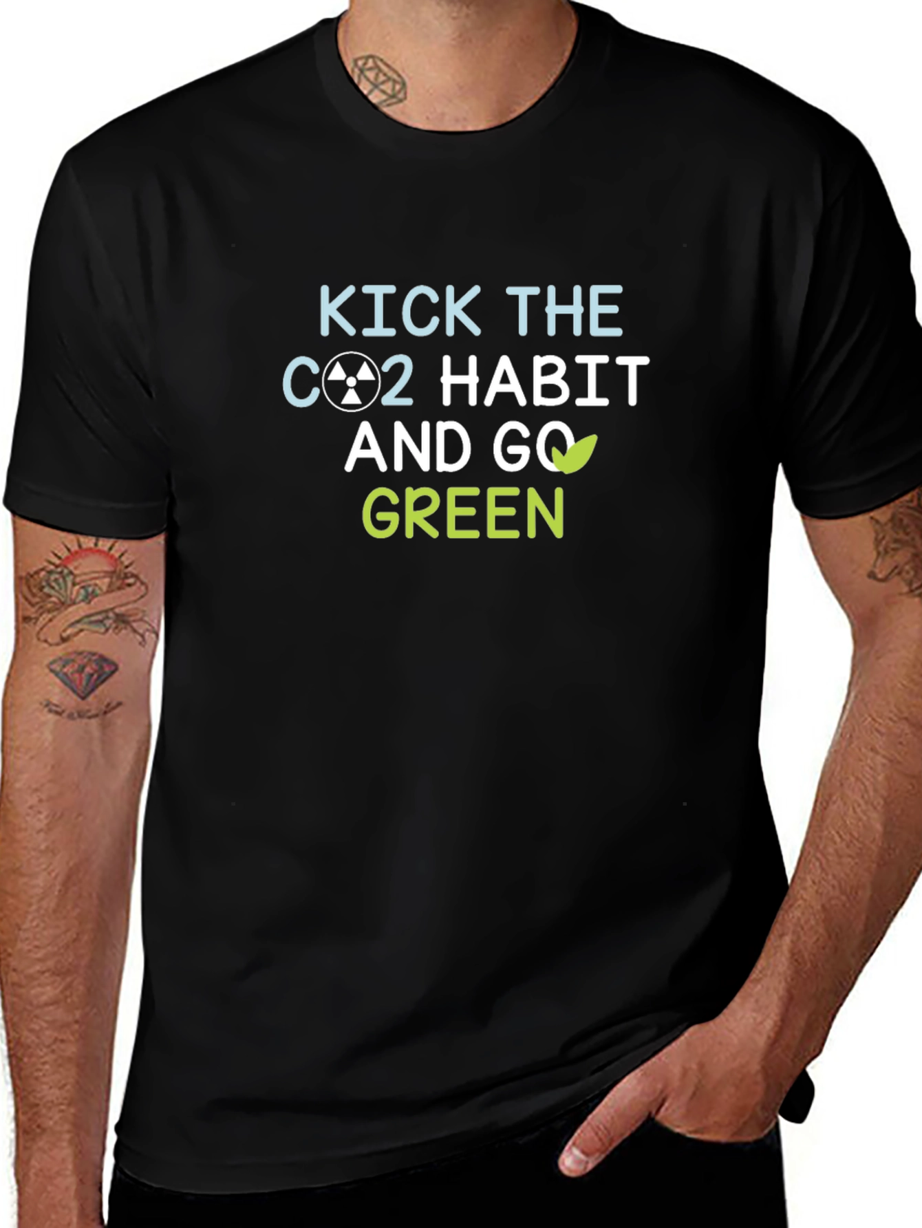 Black Kick the CO2 Habit & Go Green T-Shirt main image