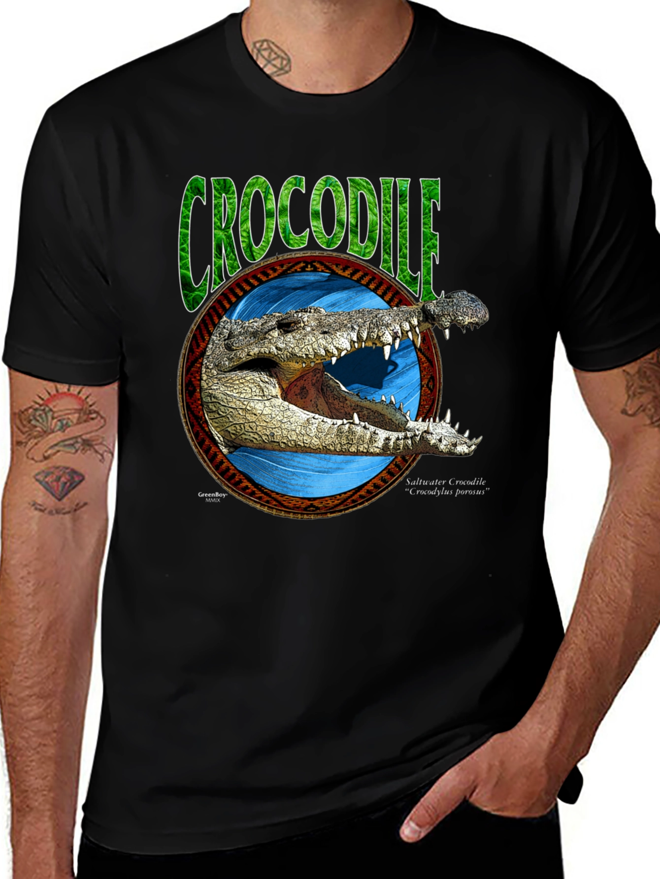 Variant 13 of Crocodile Graphic Print Black T-Shirt