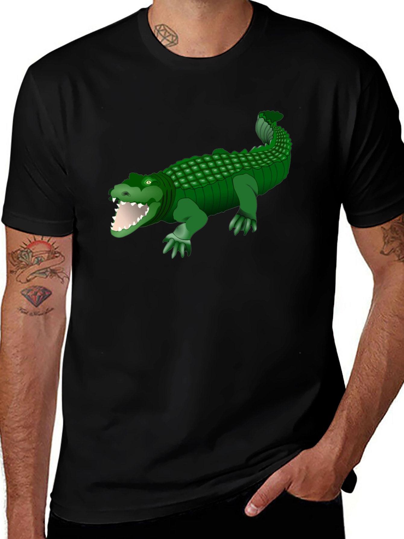 Variant 18 of Crocodile Graphic T-Shirt - Men's Black Tee