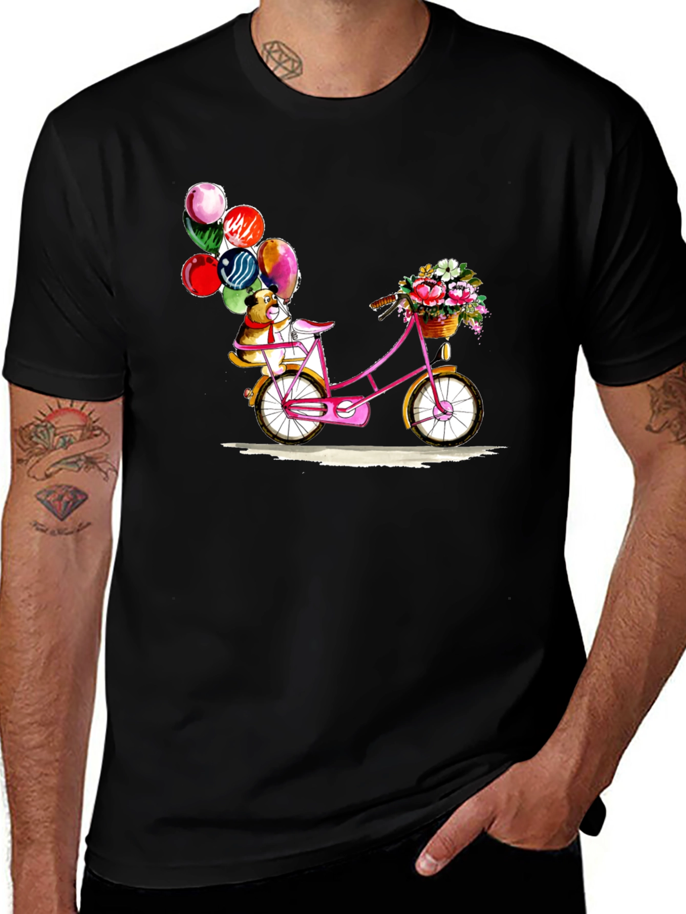 Variant 14 of Dog on Bike with Balloons Graphic T-Shirt