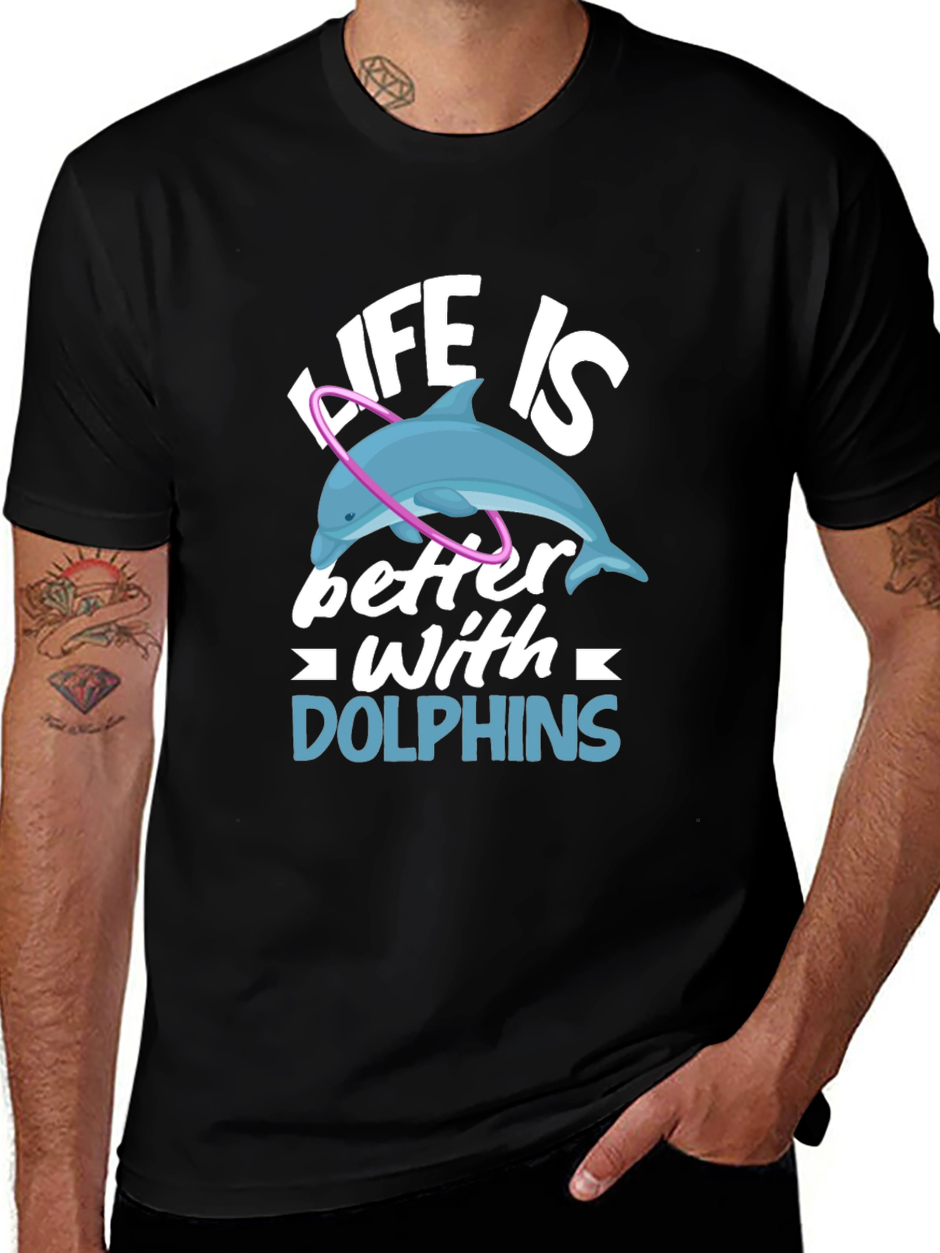 Variant 18 of Life is Better with Dolphins Graphic Tee
