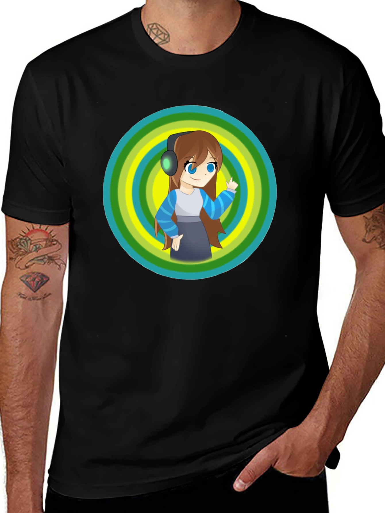 Variant 25 of Anime Girl Graphic Black T-Shirt