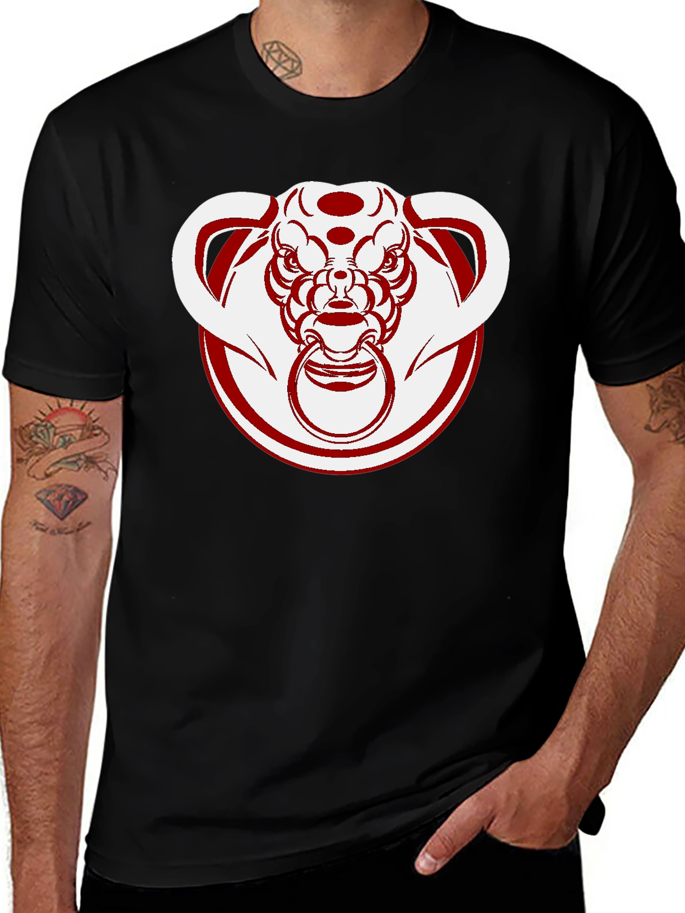 Variant 19 of Unique Bull Head Graphic Tee - Black Cotton