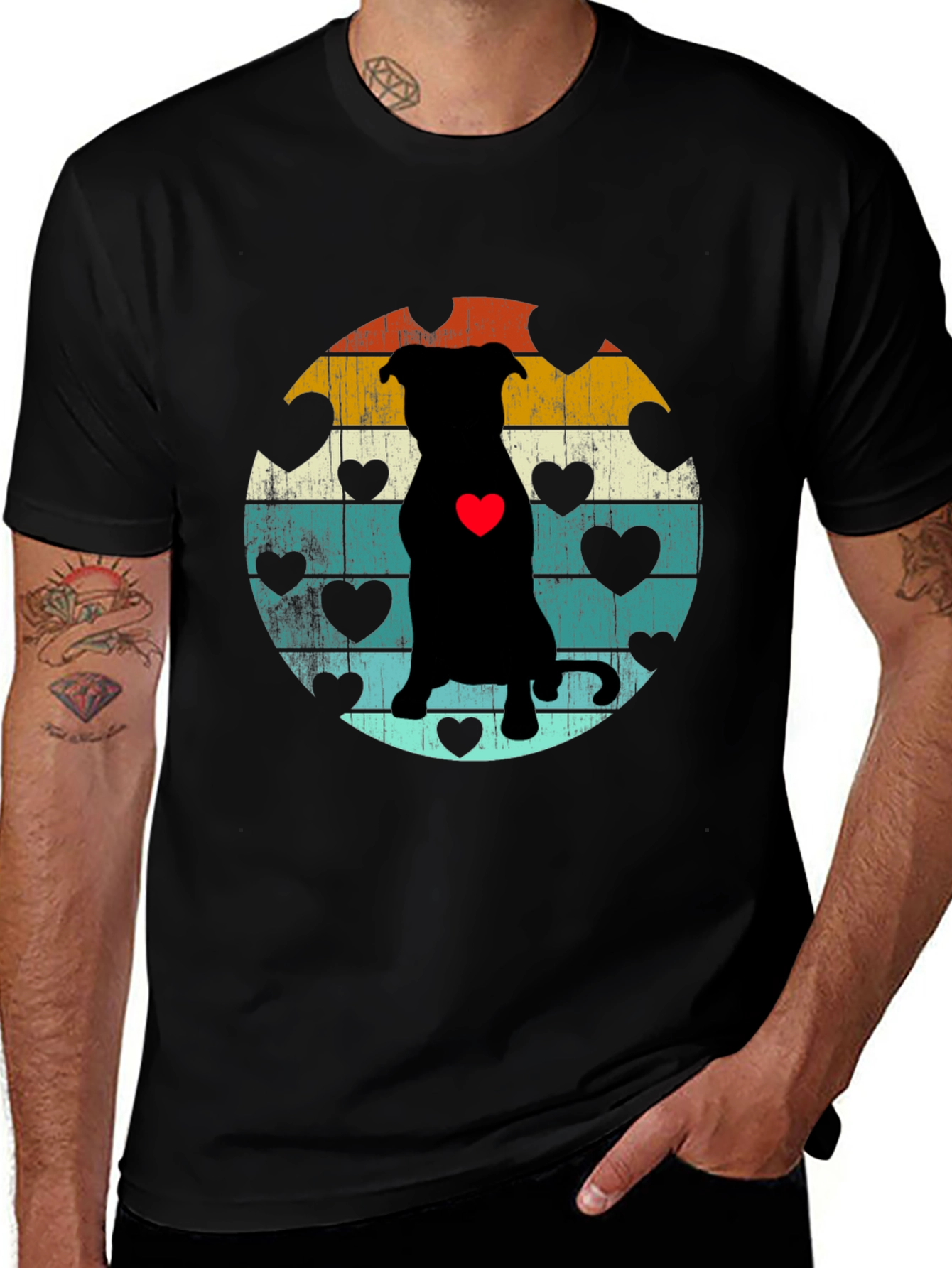 Black Retro Dog Lover T-Shirt main image