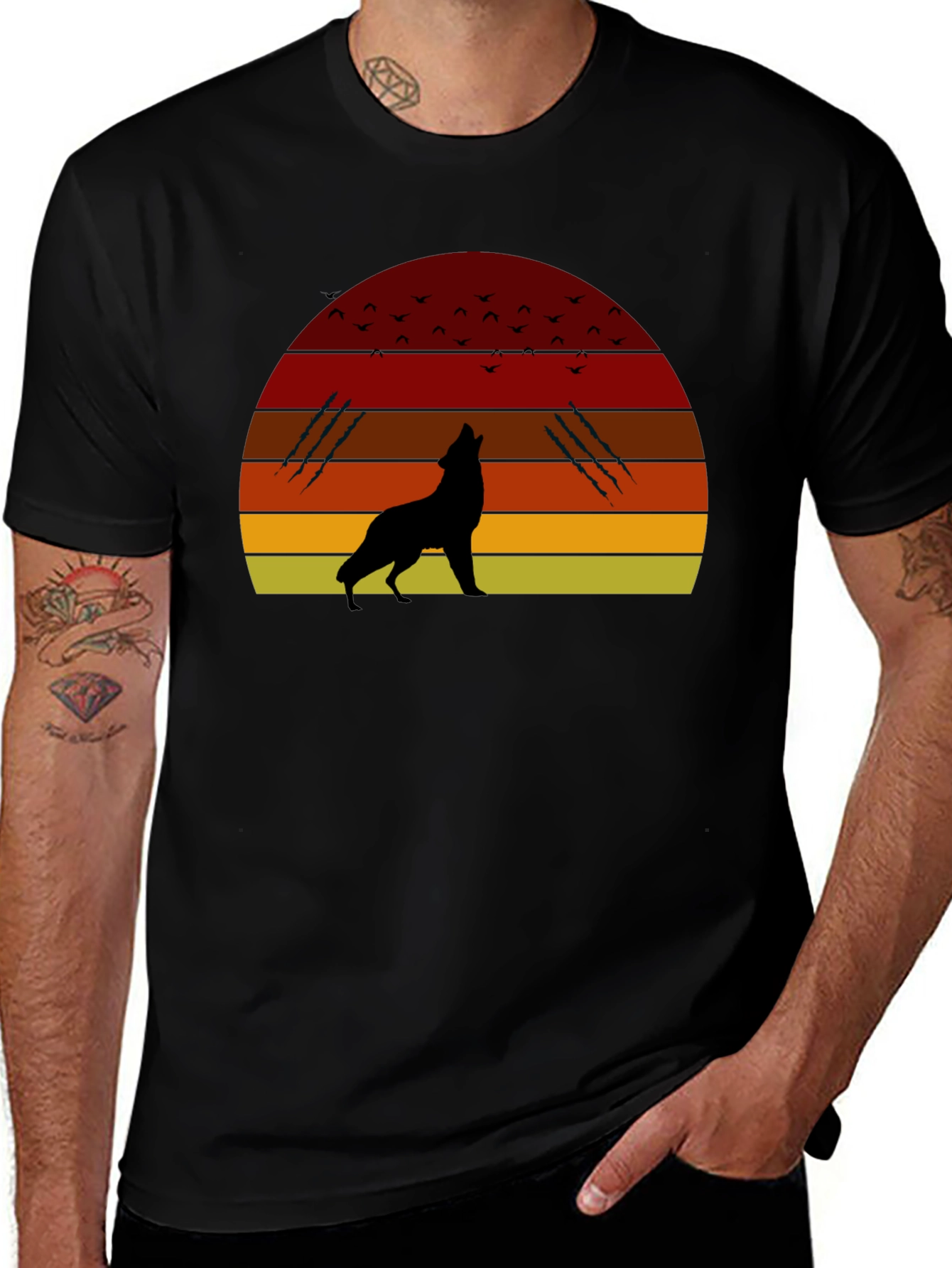 Variant 9 of Retro Wolf Sunset T-Shirt