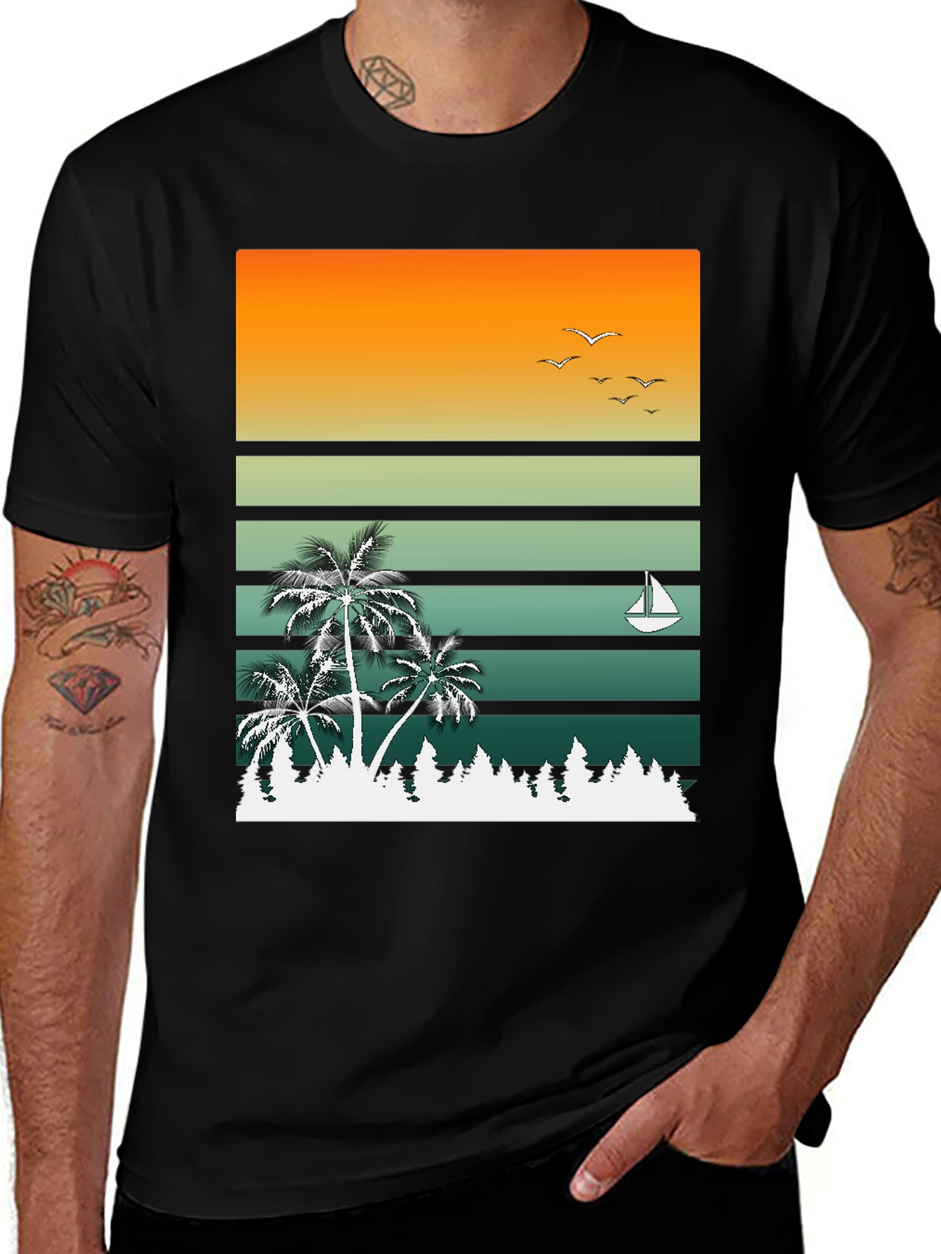Variant 24 of Retro Sunset Palm Tree Graphic T-Shirt