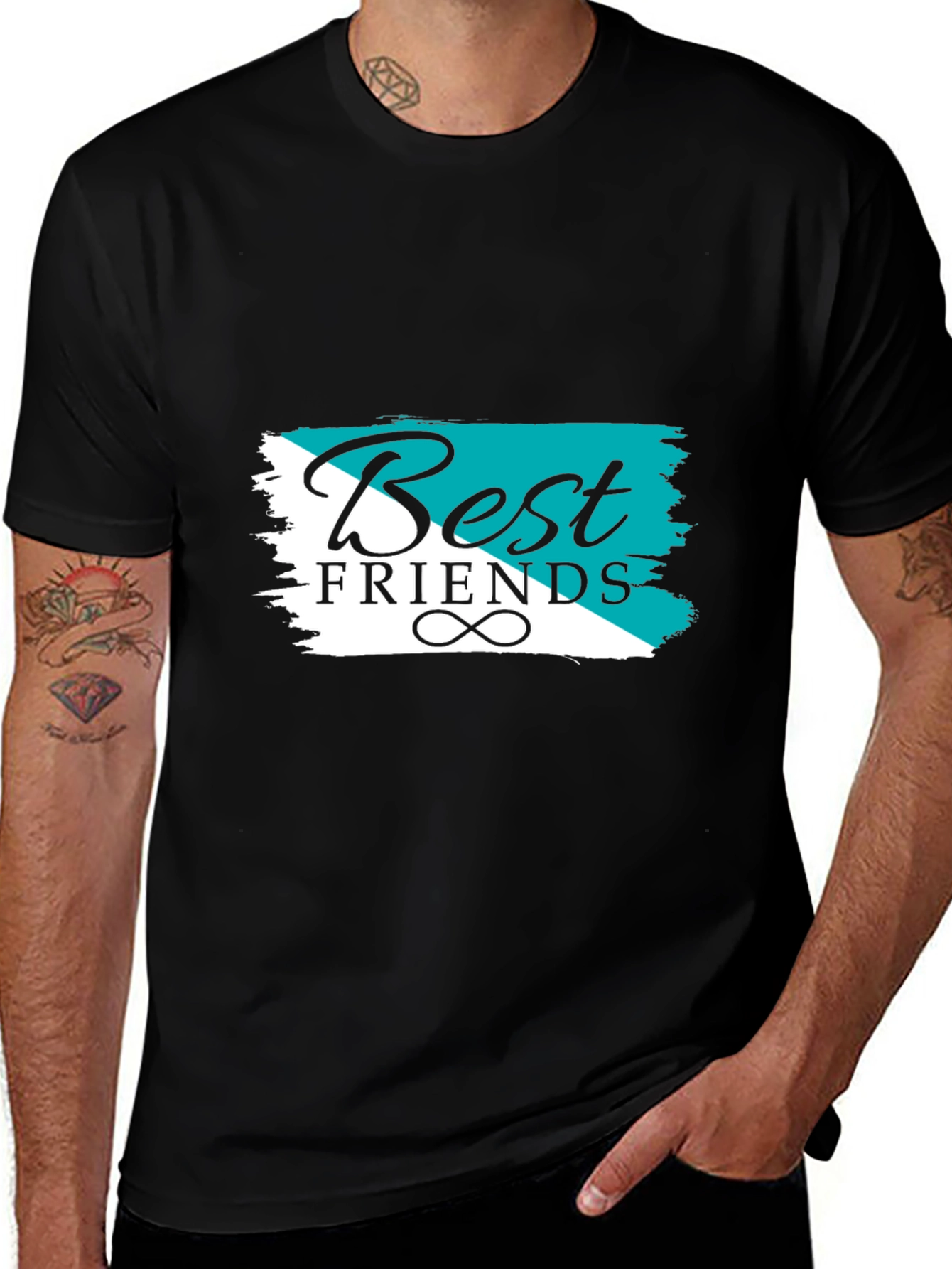 Variant 28 of Best Friends Graphic Tee - Black Cotton T-Shirt