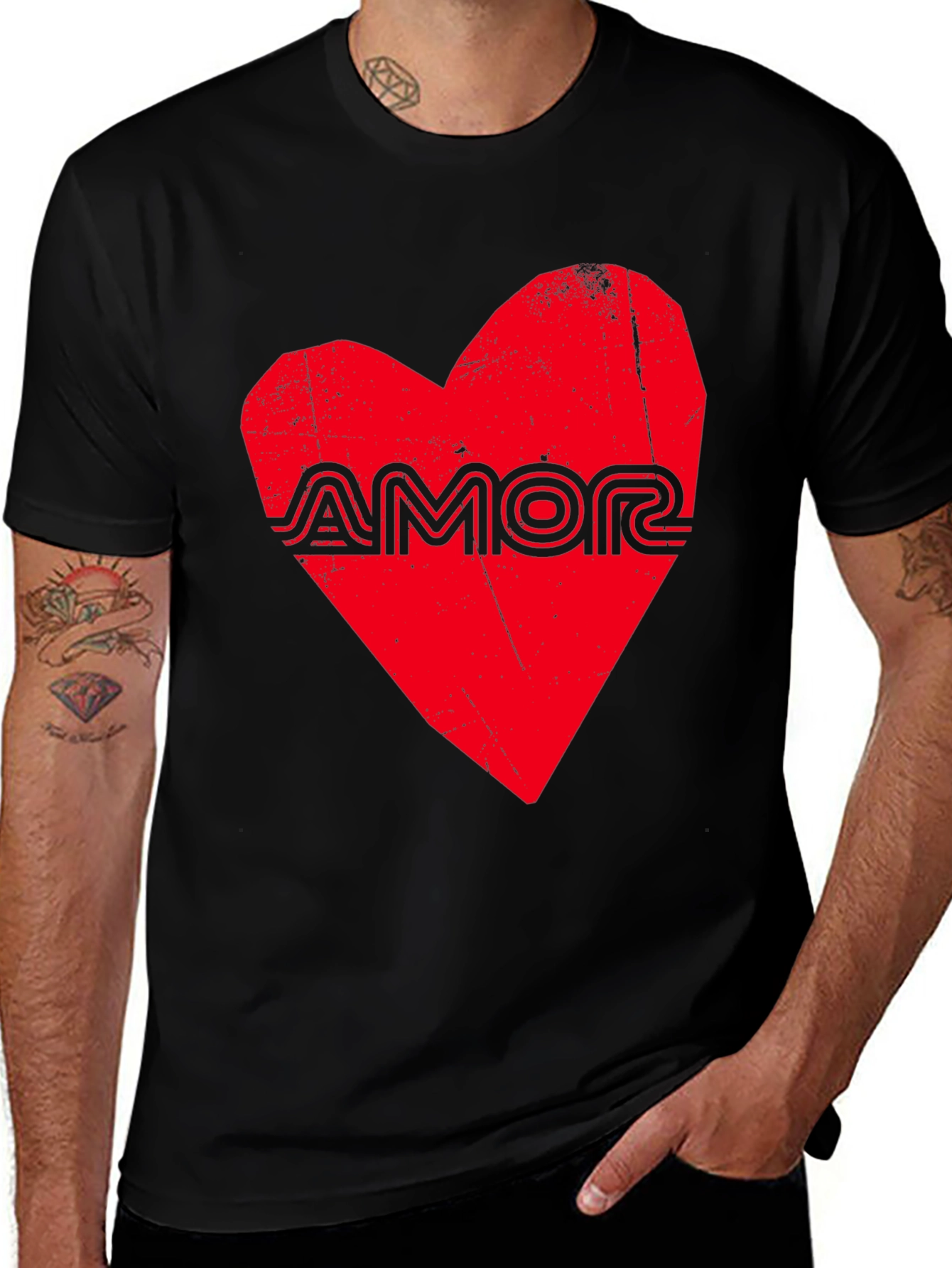 Variant 20 of Amor Heart Graphic Black T-Shirt