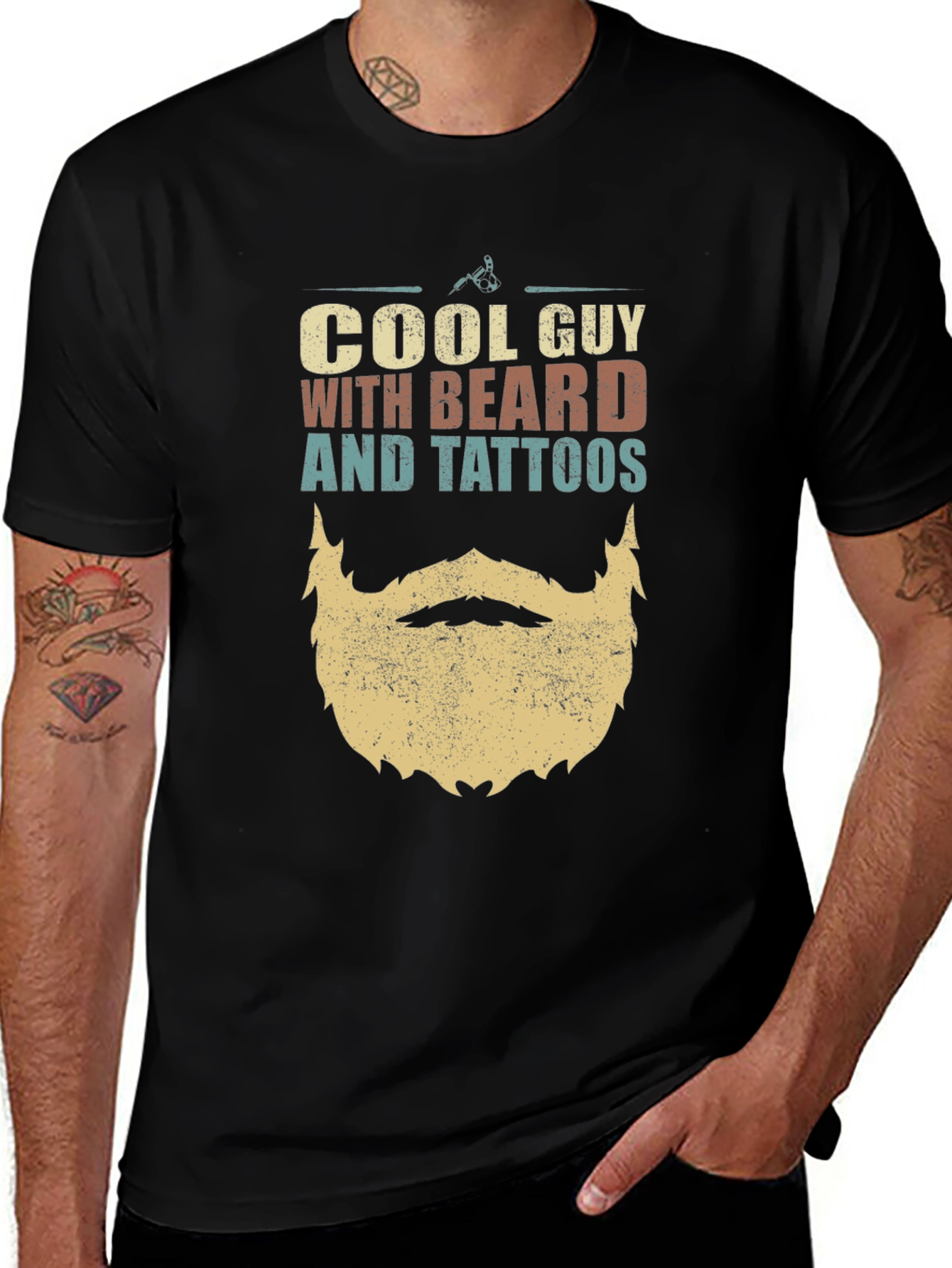 Variant 2 of Cool Guy Beard & Tattoos Graphic Tee