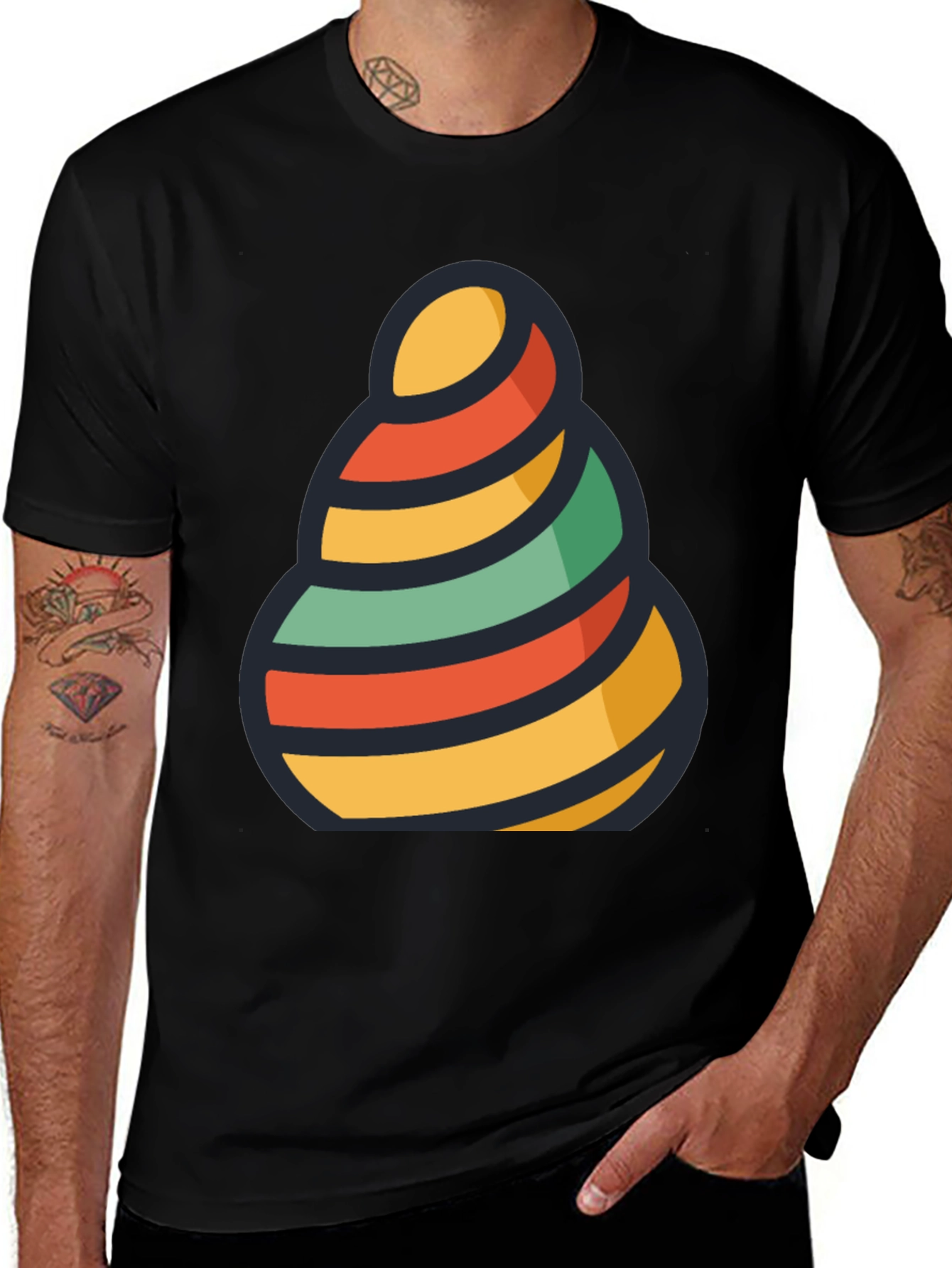 Variant 13 of Funky Striped Stack Graphic Tee