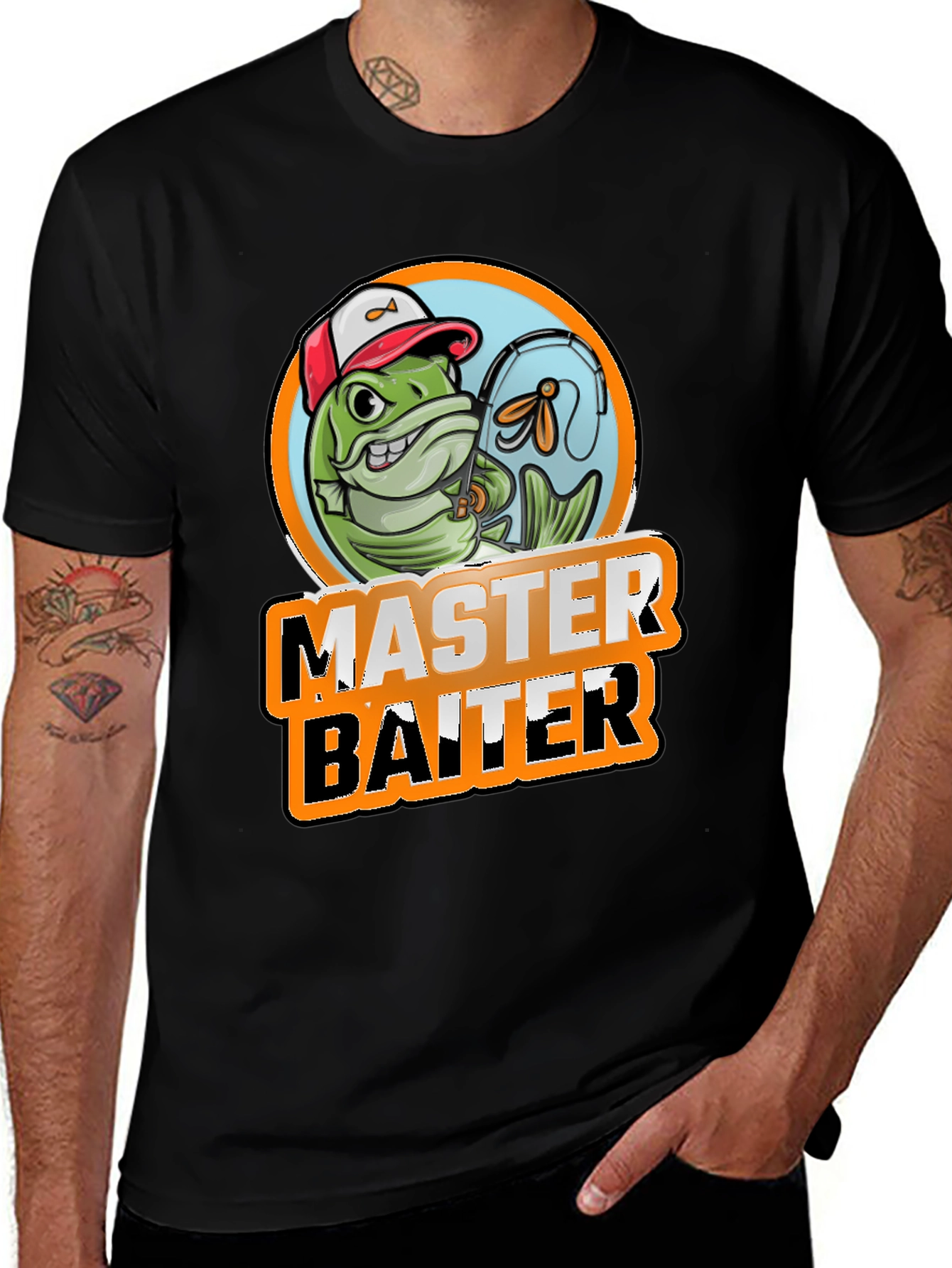 Master Baiter Fishing Graphic T-Shirt - Black