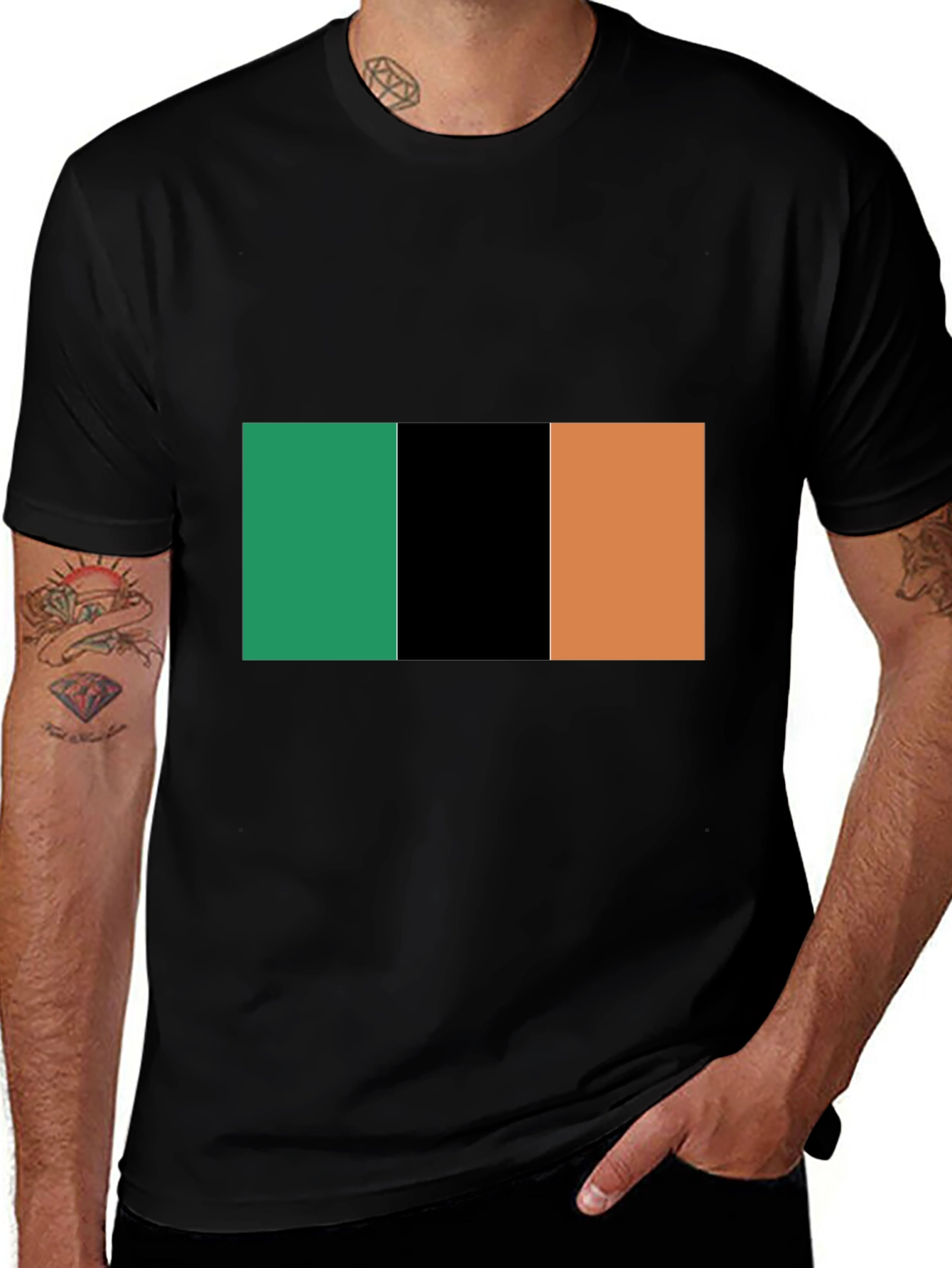 Irish Flag T-Shirt - Green, Black & Orange