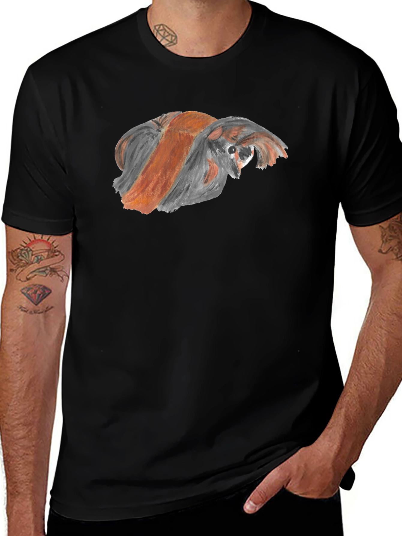 Variant 15 of Unique Guinea Pig Graphic T-Shirt - Black
