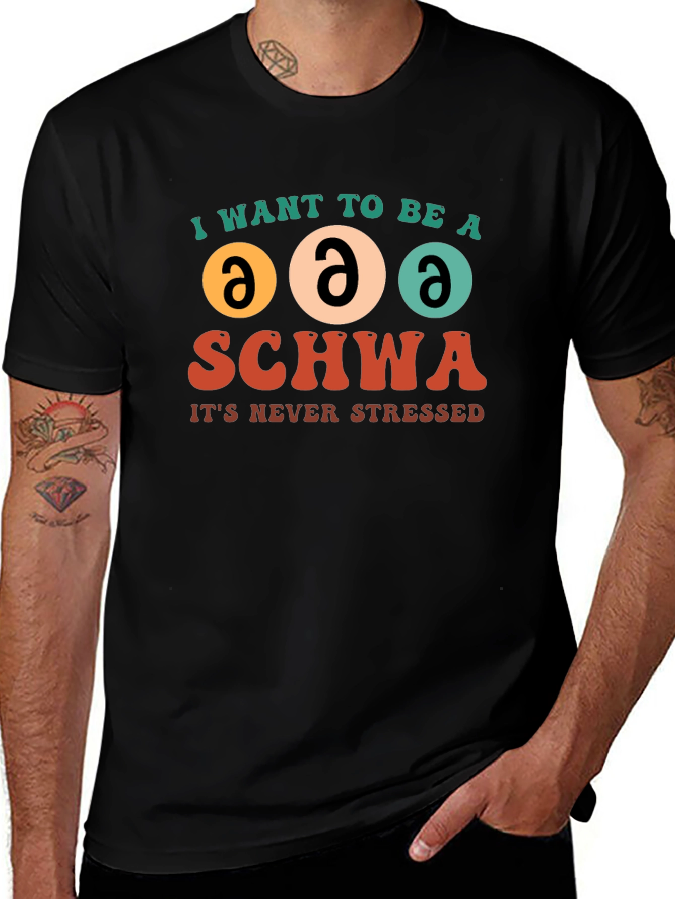 Variant 19 of I Want To Be A Schwa T-Shirt Funny Linguistics Tee