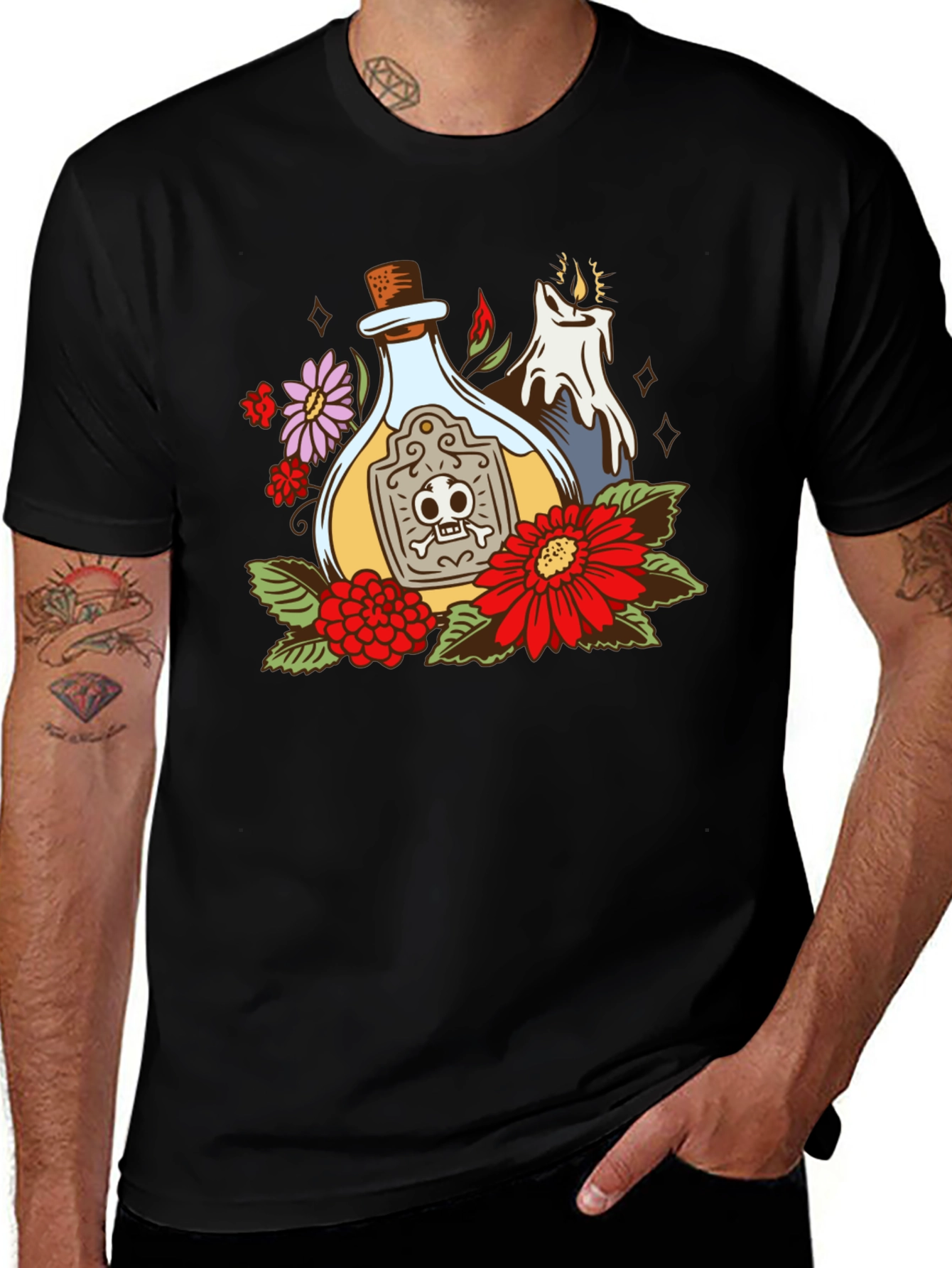 Variant 4 of Poison Bottle Floral Graphic T-Shirt