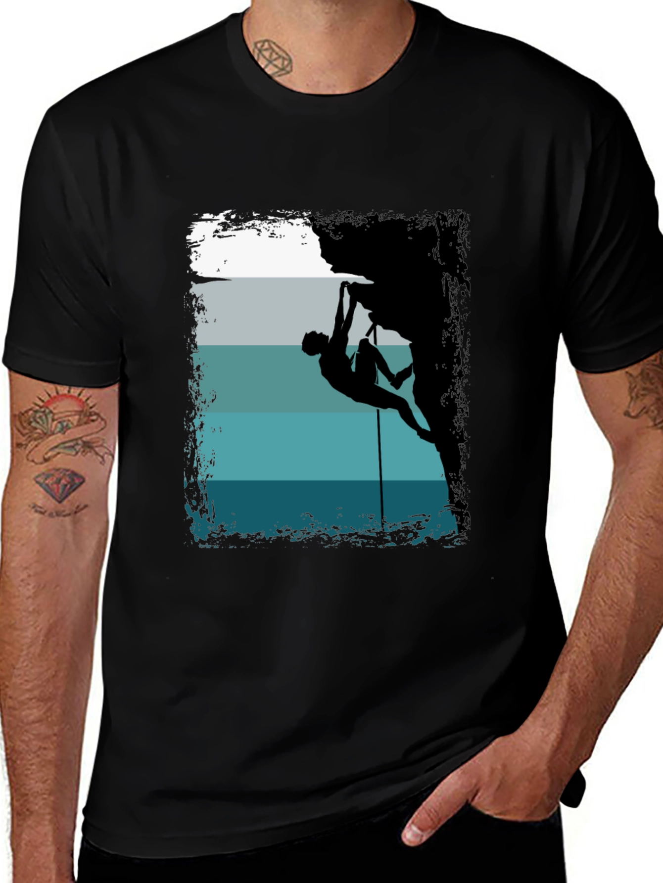 Variant 21 of Rock Climbing Silhouette Graphic T-Shirt
