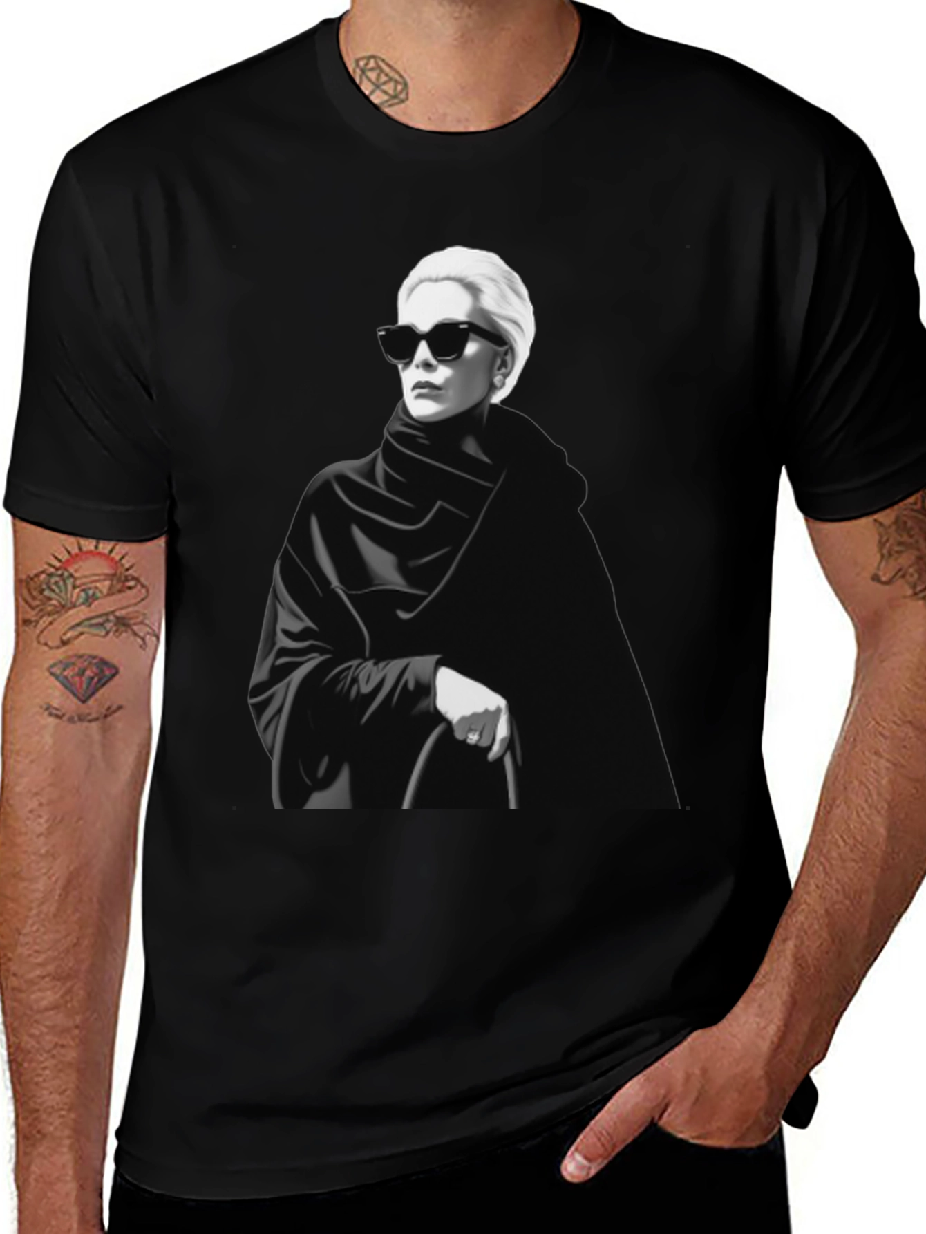 Variant 9 of Stylish Black T-Shirt - Chic Woman Design