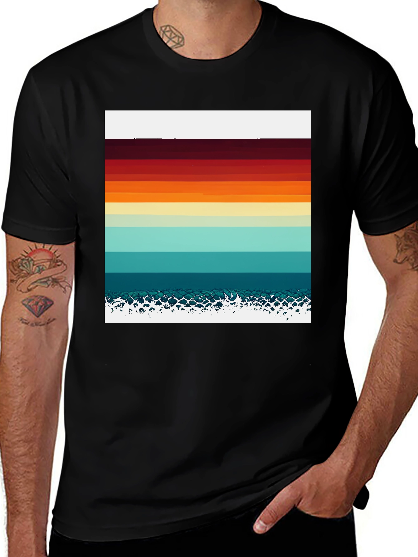 Variant 13 of Retro Sunset Stripes Tee
