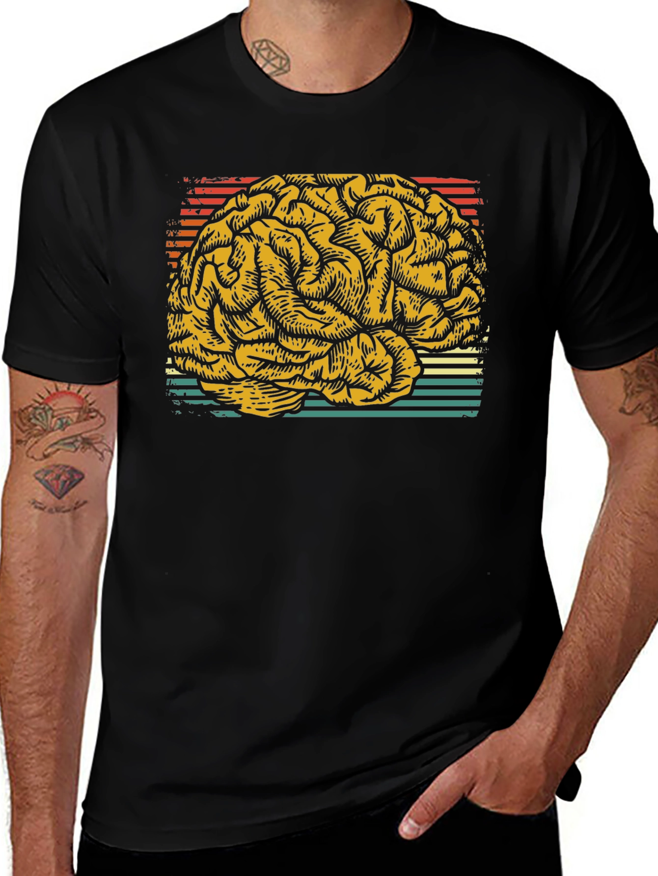 Variant 13 of Brain Graphic Tee - Retro Style T-Shirt