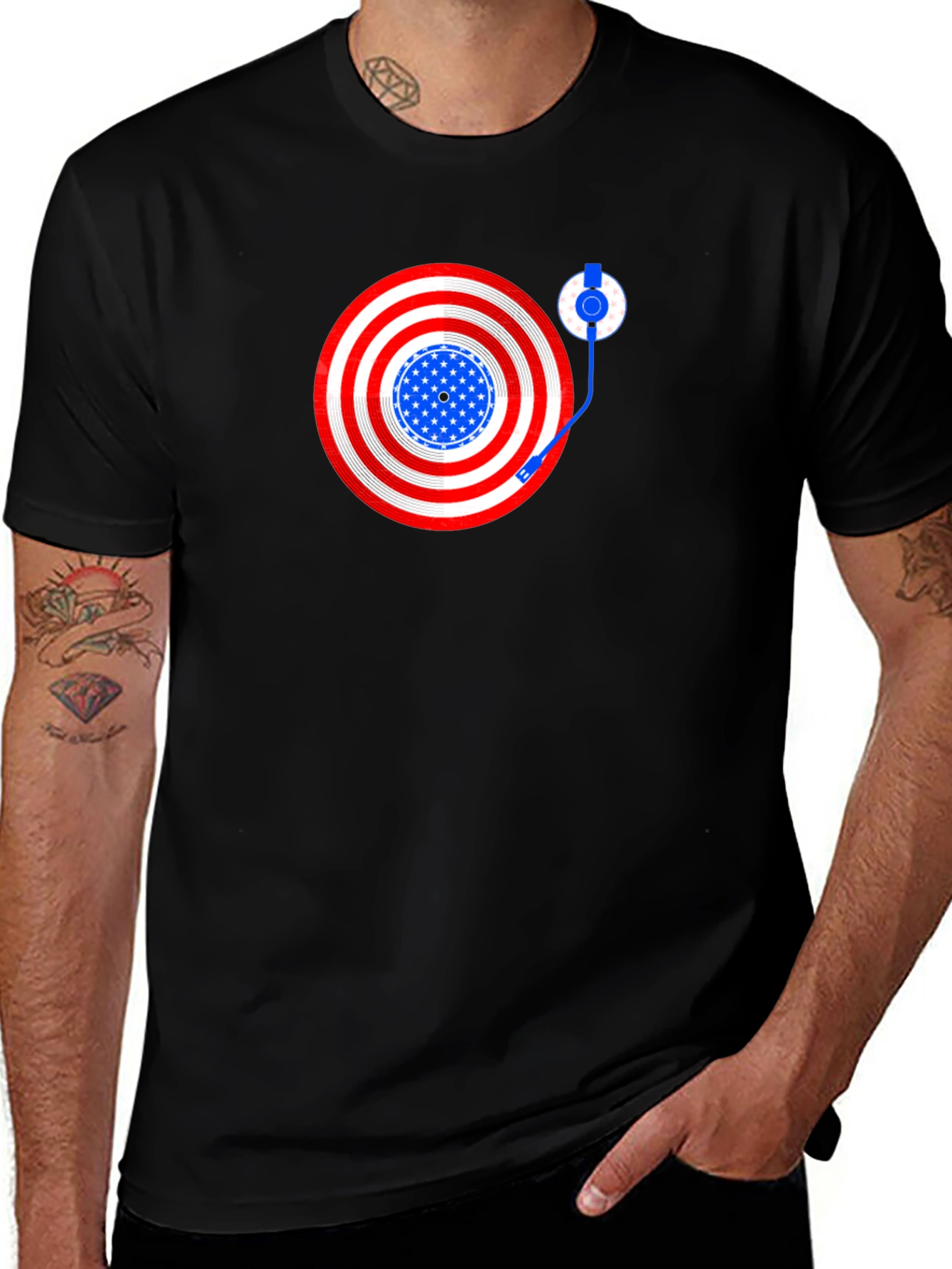 Variant 28 of Patriotic DJ Men's Black T-Shirt