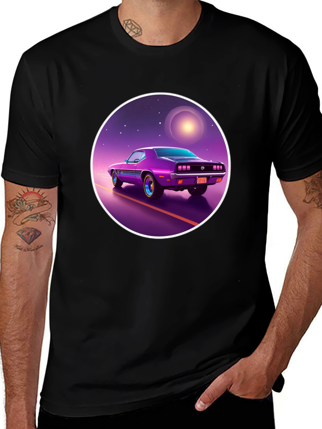 Variant 8 of Retro Car Graphic Tee - Black