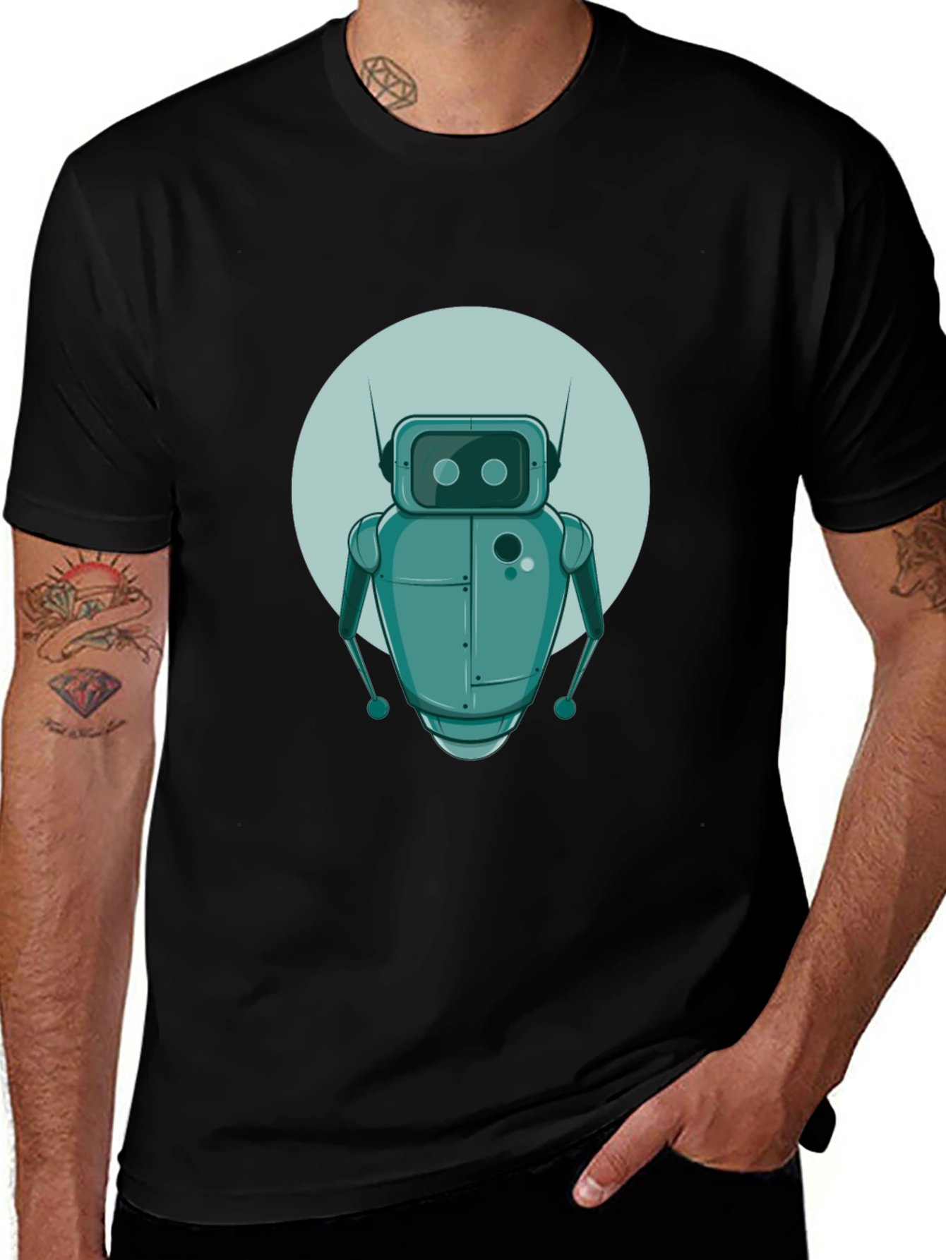 Variant 18 of Retro Robot Graphic T-Shirt - Black